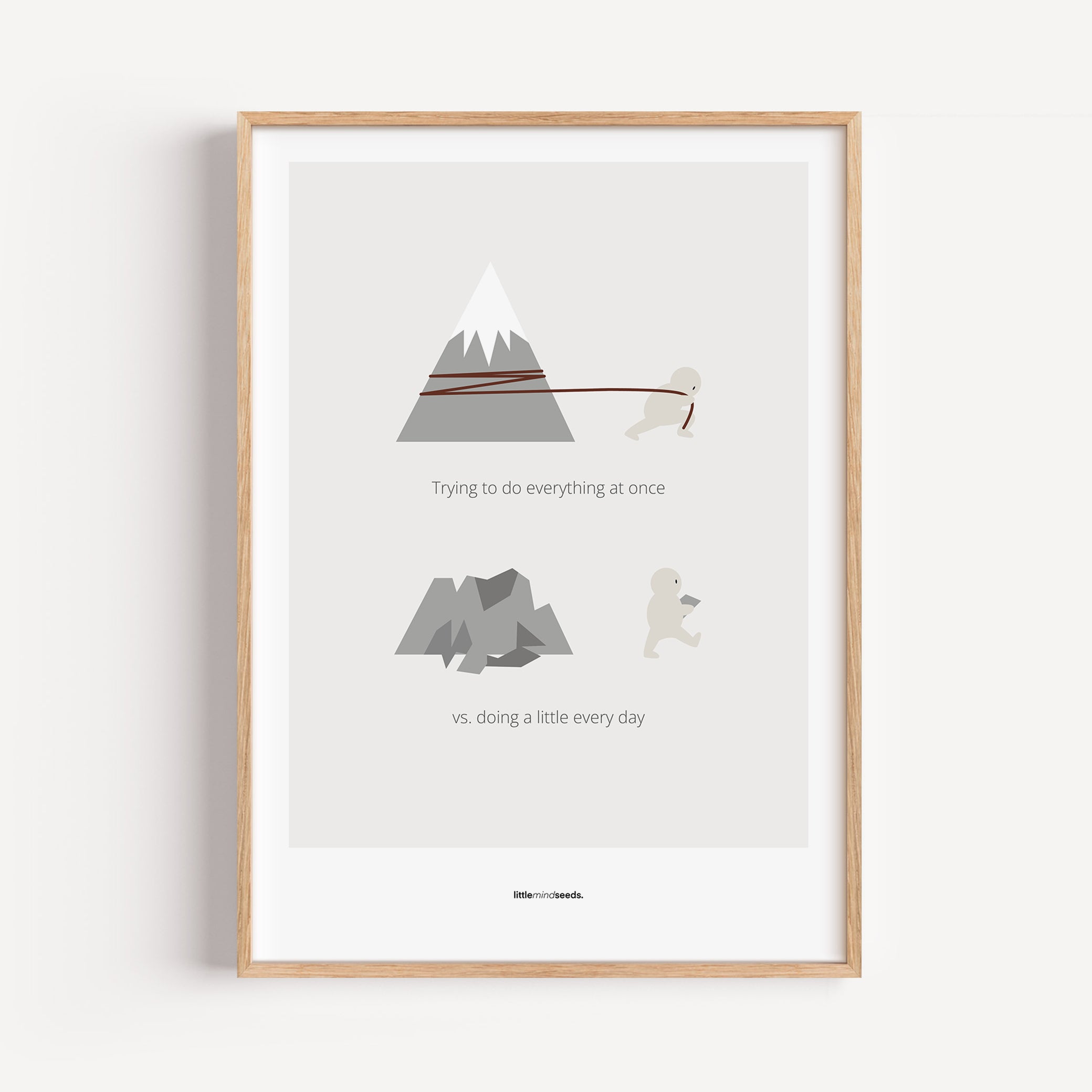 "Big Goals Need Small Consistent Effort Every Day" – Discipline, Habits & Achievements Motivational Quality Framed Poster | Minimalist Wall Art – Light Gray