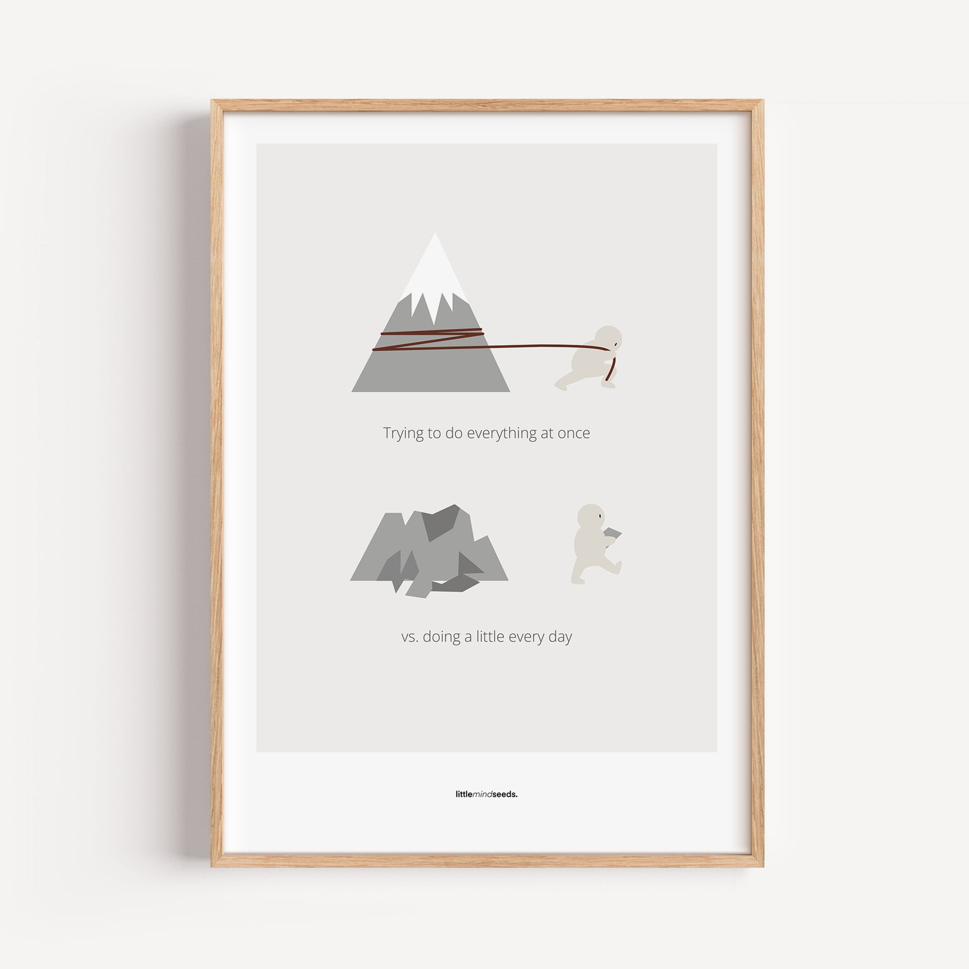 "Big Goals Need Small Consistent Effort Every Day" – Discipline, Habits & Achievements Motivational Quality Framed Poster | Minimalist Wall Art – Light Gray