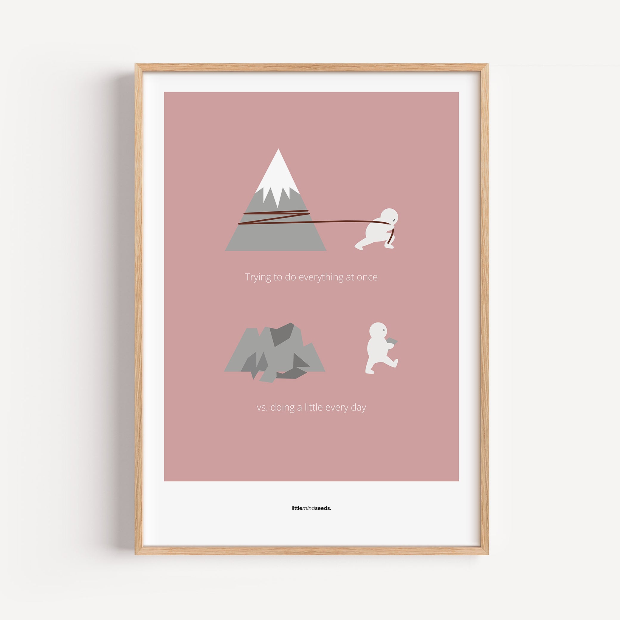 "Big Goals Need Small Consistent Effort Every Day" – Discipline, Habits & Achievements Motivational Quality Framed Poster | Minimalist Wall Art – Pink