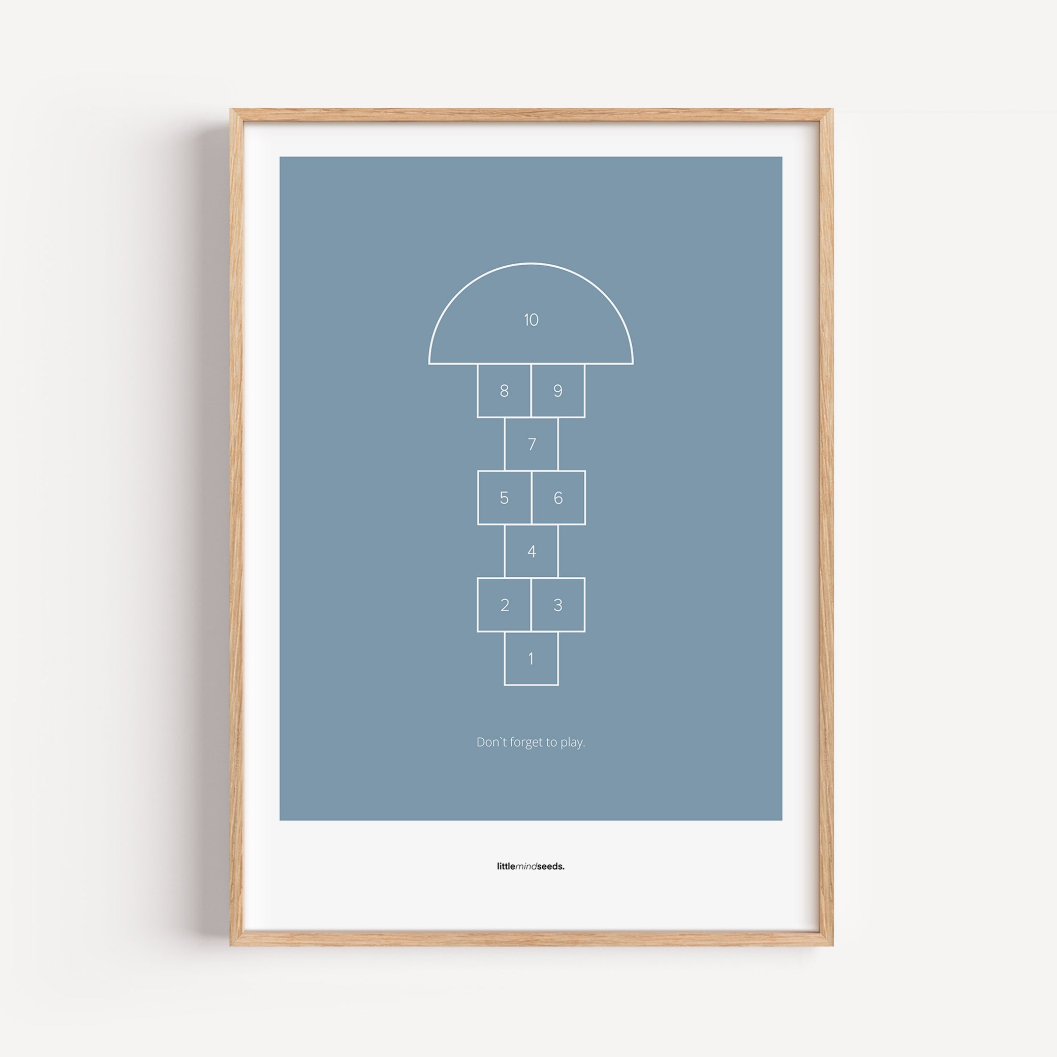 "Don’t Forget to Play" – Happiness & Well-Being Reminder Wall Art to Encourage Joy & Balance | Motivational Matte Framed Poster | Minimalist Wall Art – Blue