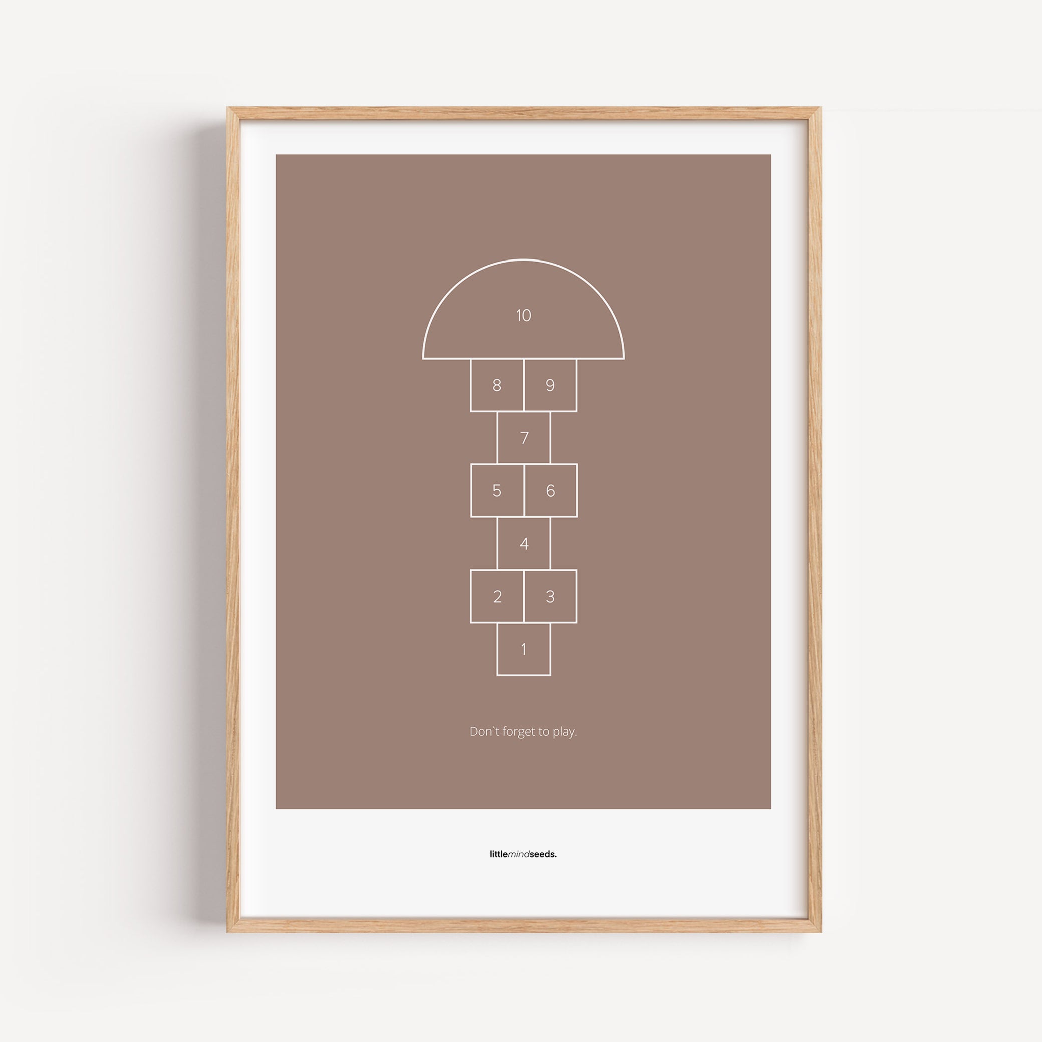 "Don’t Forget to Play" – Happiness & Well-Being Reminder Wall Art to Encourage Joy & Balance | Motivational Matte Framed Poster | Minimalist Wall Art – Brown