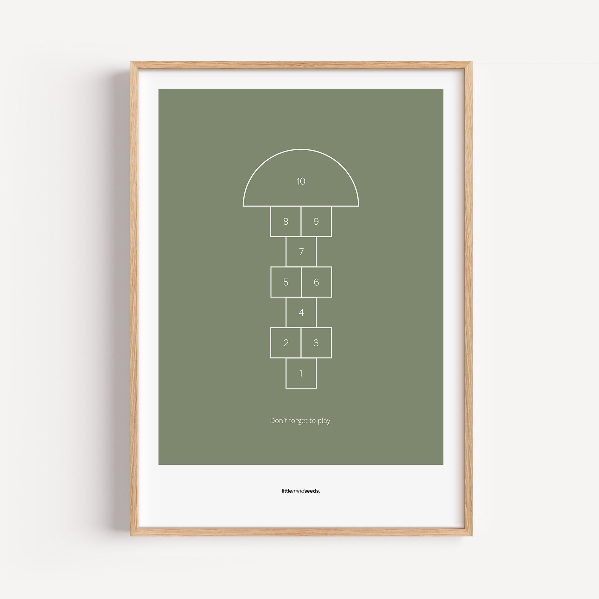 "Don’t Forget to Play" – Happiness & Well-Being Reminder Wall Art to Encourage Joy & Balance | Motivational Matte Framed Poster | Minimalist Wall Art – Green