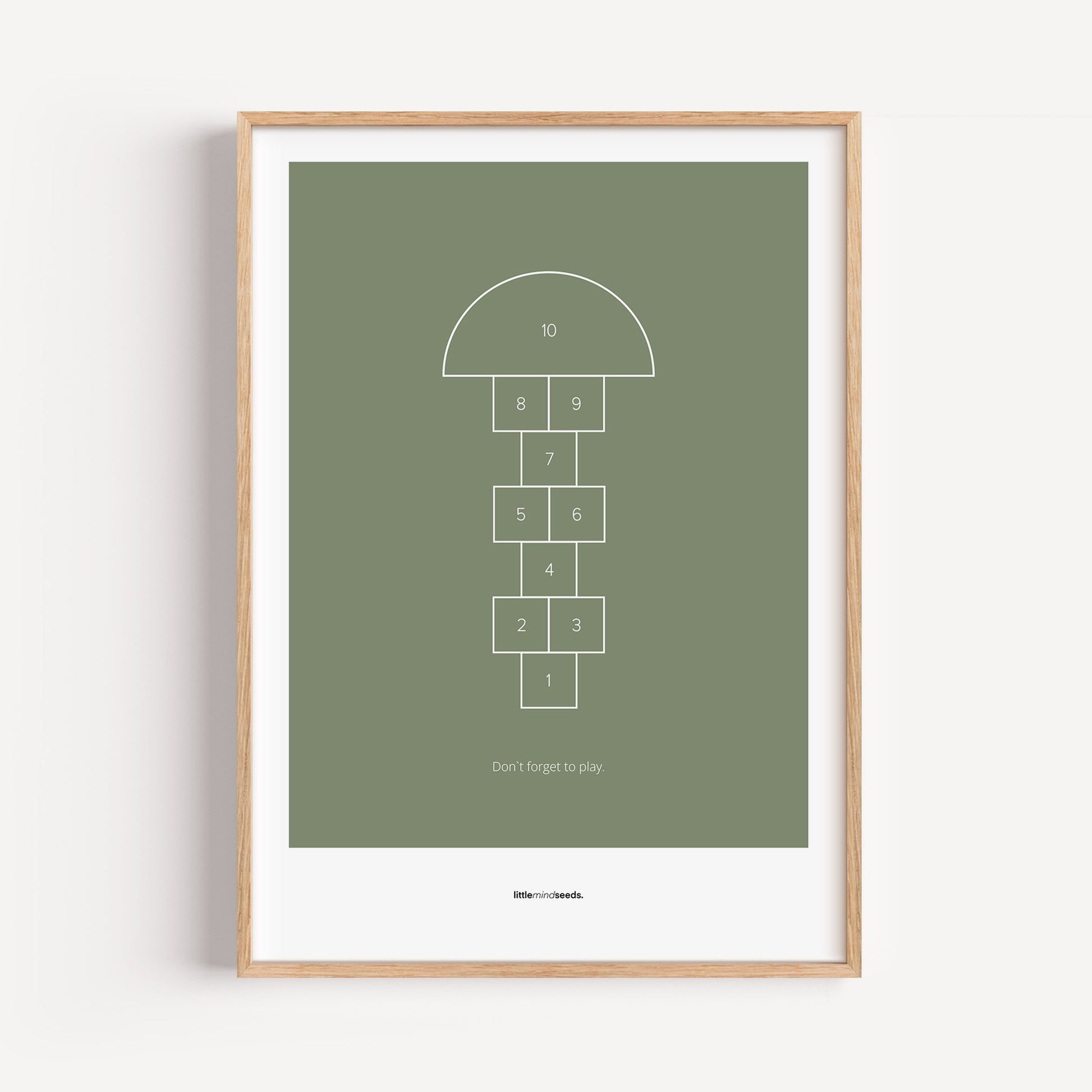 "Don’t Forget to Play" – Happiness & Well-Being Reminder Wall Art to Encourage Joy & Balance | Motivational Matte Framed Poster | Minimalist Wall Art – Green