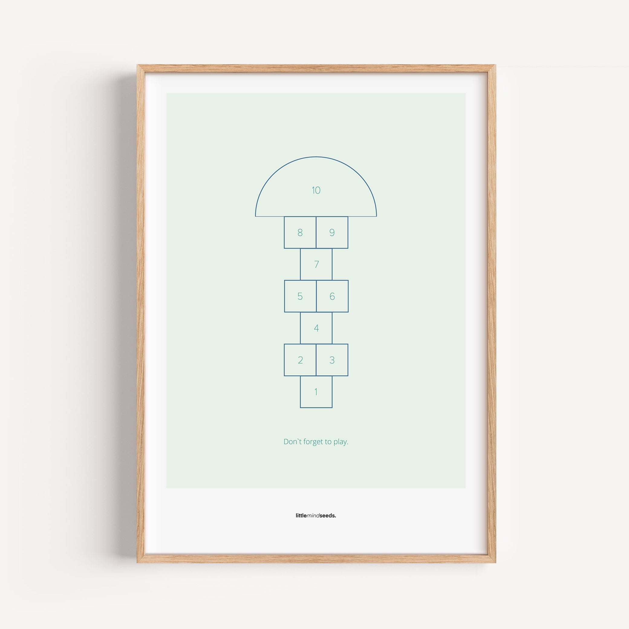 "Don’t Forget to Play" – Happiness & Well-Being Reminder Wall Art to Encourage Joy & Balance | Motivational Matte Framed Poster | Minimalist Wall Art – Mint