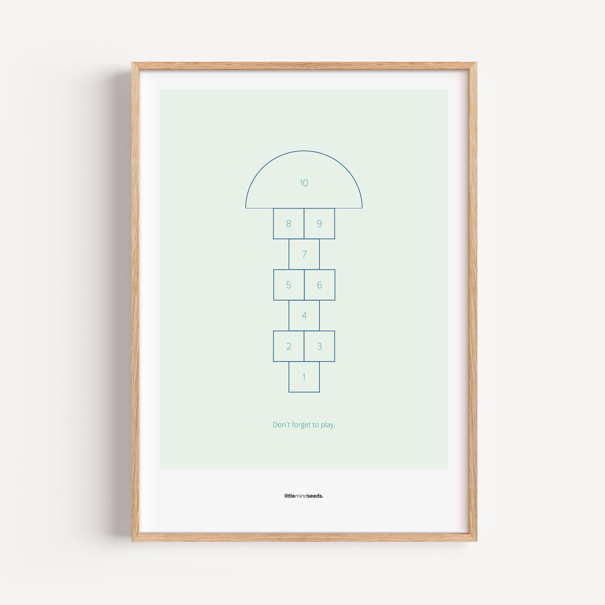 "Don’t Forget to Play" – Happiness & Well-Being Reminder Wall Art to Encourage Joy & Balance | Motivational Matte Framed Poster | Minimalist Wall Art – Mint
