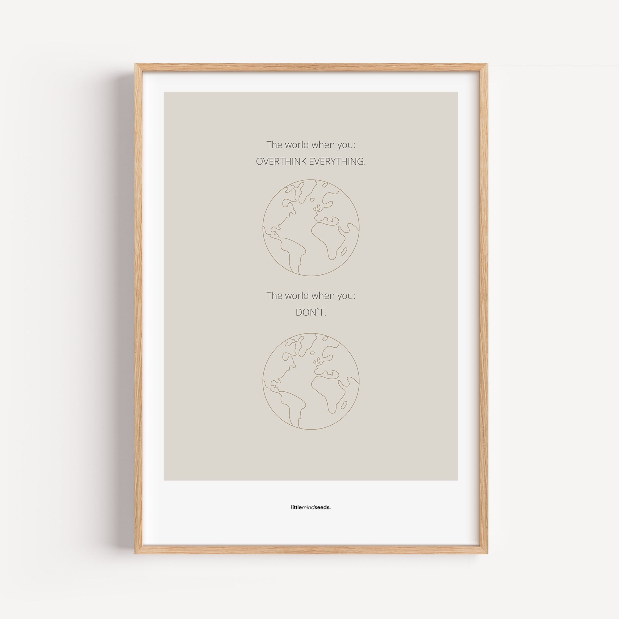 "The World" – Happiness & Well-Being Reminder Wall Art to Encourage Joy & Balance | Motivational Matte Frame | Minimalist Wall Art – DarK gray