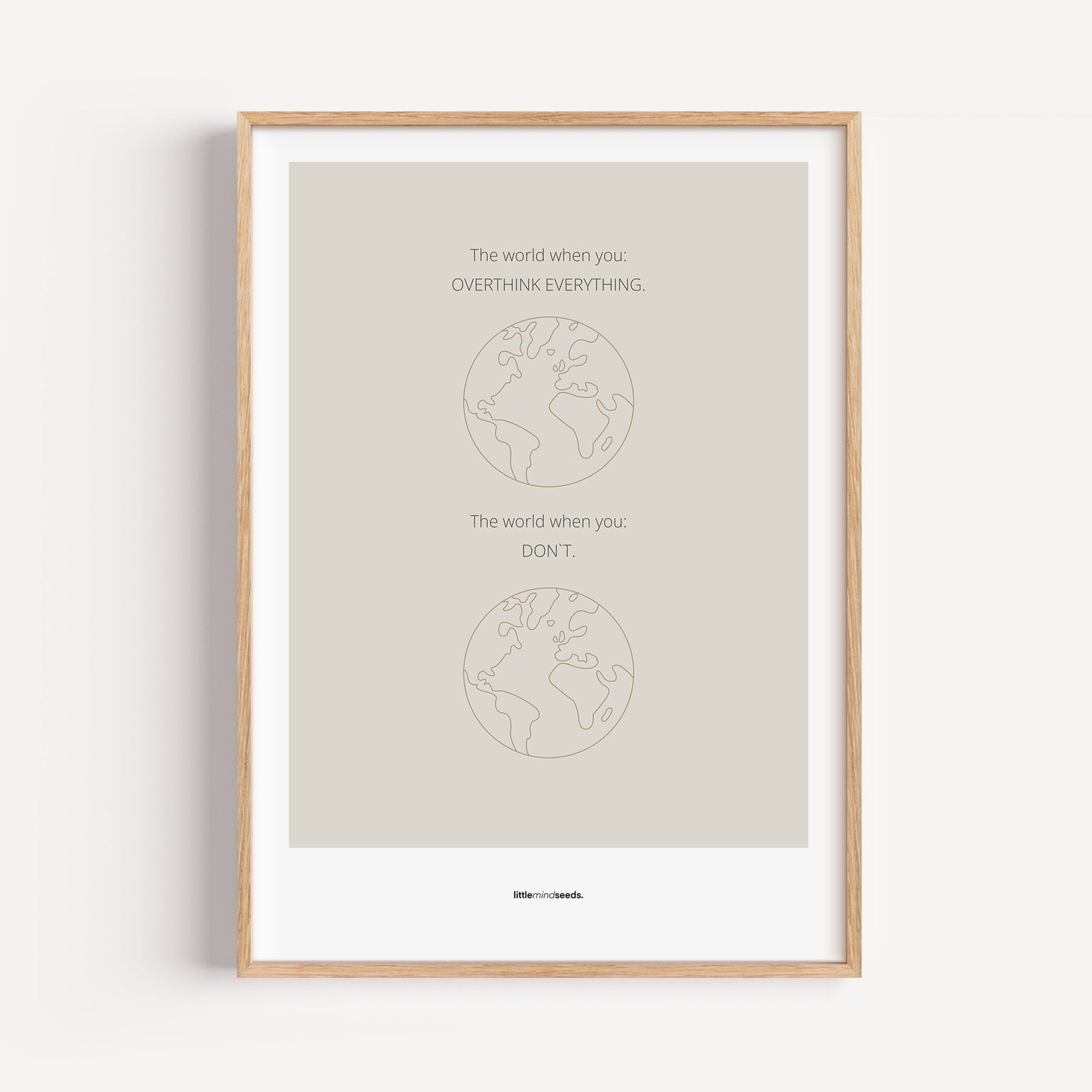 "The World" – Happiness & Well-Being Reminder Wall Art to Encourage Joy & Balance | Motivational Matte Frame | Minimalist Wall Art – DarK gray