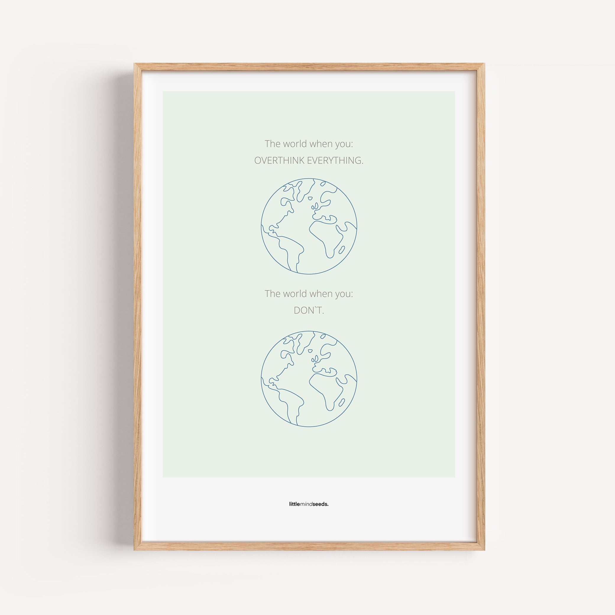 "The World" – Happiness & Well-Being Reminder Wall Art to Encourage Joy & Balance | Motivational Matte Frame | Minimalist Wall Art – Mint