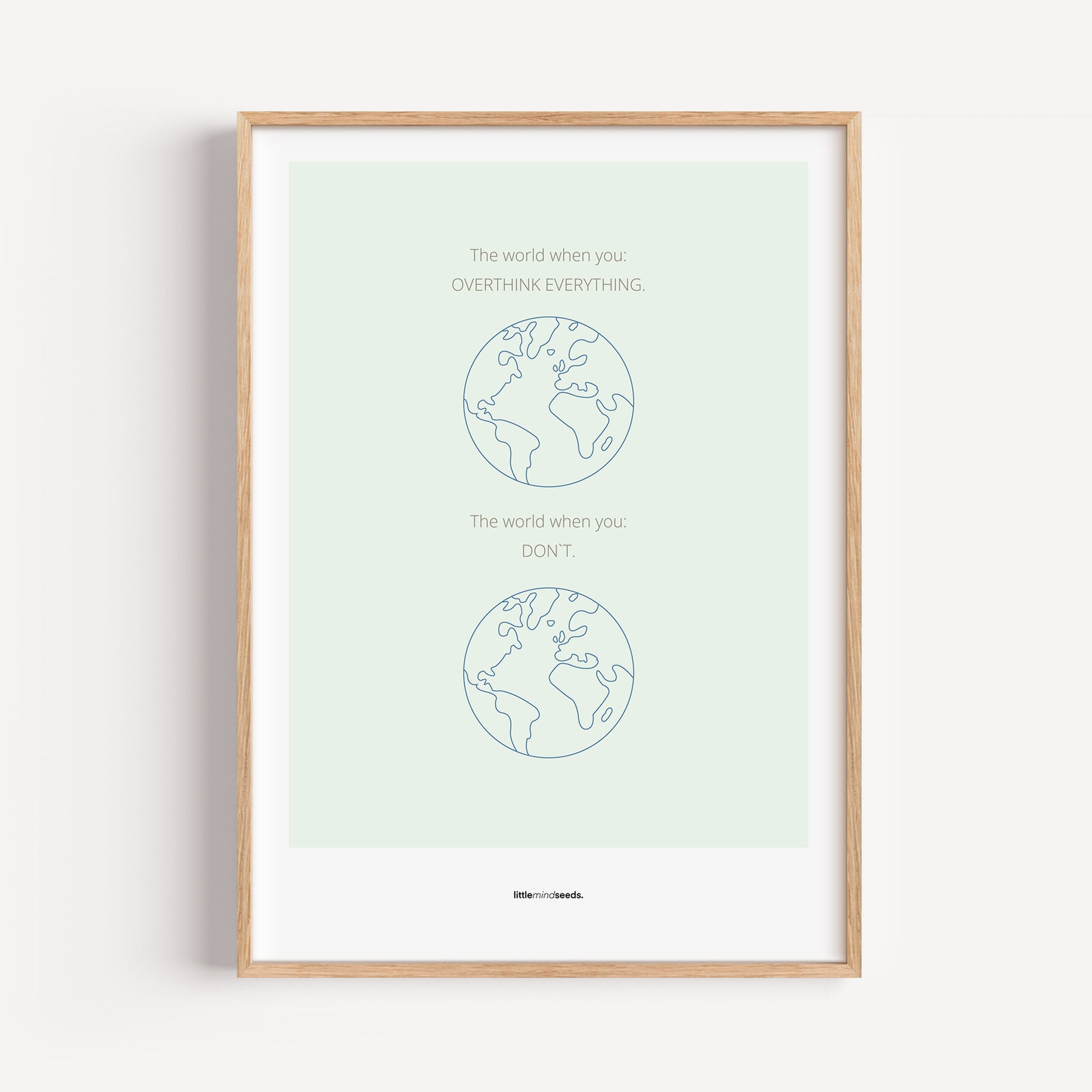 "The World" – Happiness & Well-Being Reminder Wall Art to Encourage Joy & Balance | Motivational Matte Frame | Minimalist Wall Art – Mint