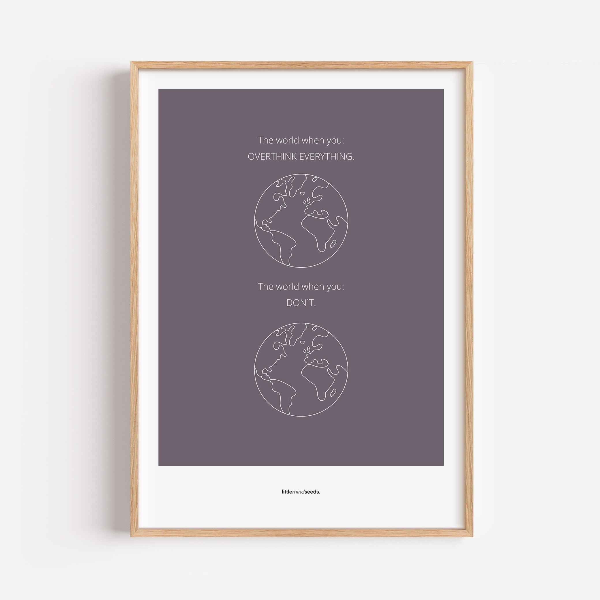 "The World" – Happiness & Well-Being Reminder Wall Art to Encourage Joy & Balance | Motivational Matte Frame | Minimalist Wall Art – Purple