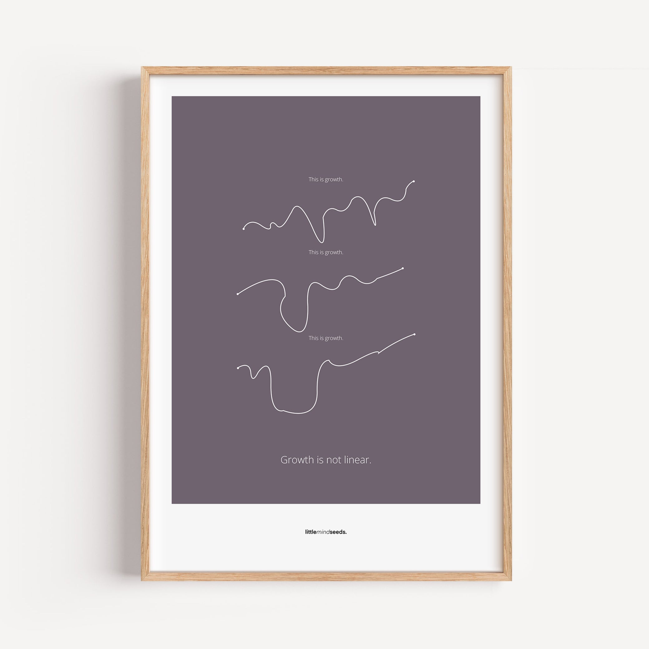 “Growth Is Not Linear” – Inspiration to Child's Growth Mindset | Motivational Framed Poster | Minimalist Quotes on the Wall – Purple