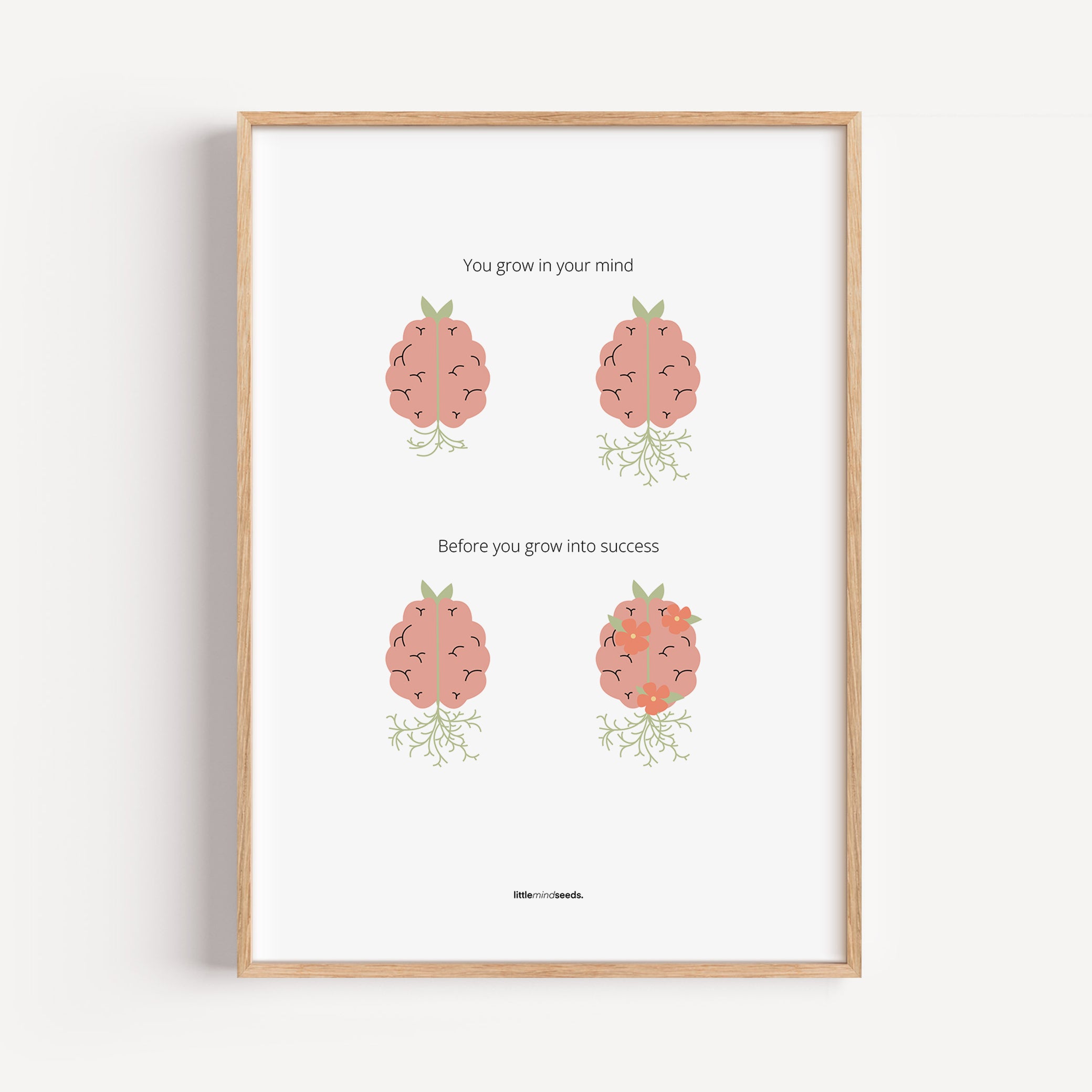 "You Grow Inside First" – Motivational Framed Poster for Children | Growth Mindset Wall Art Framed Poster – white