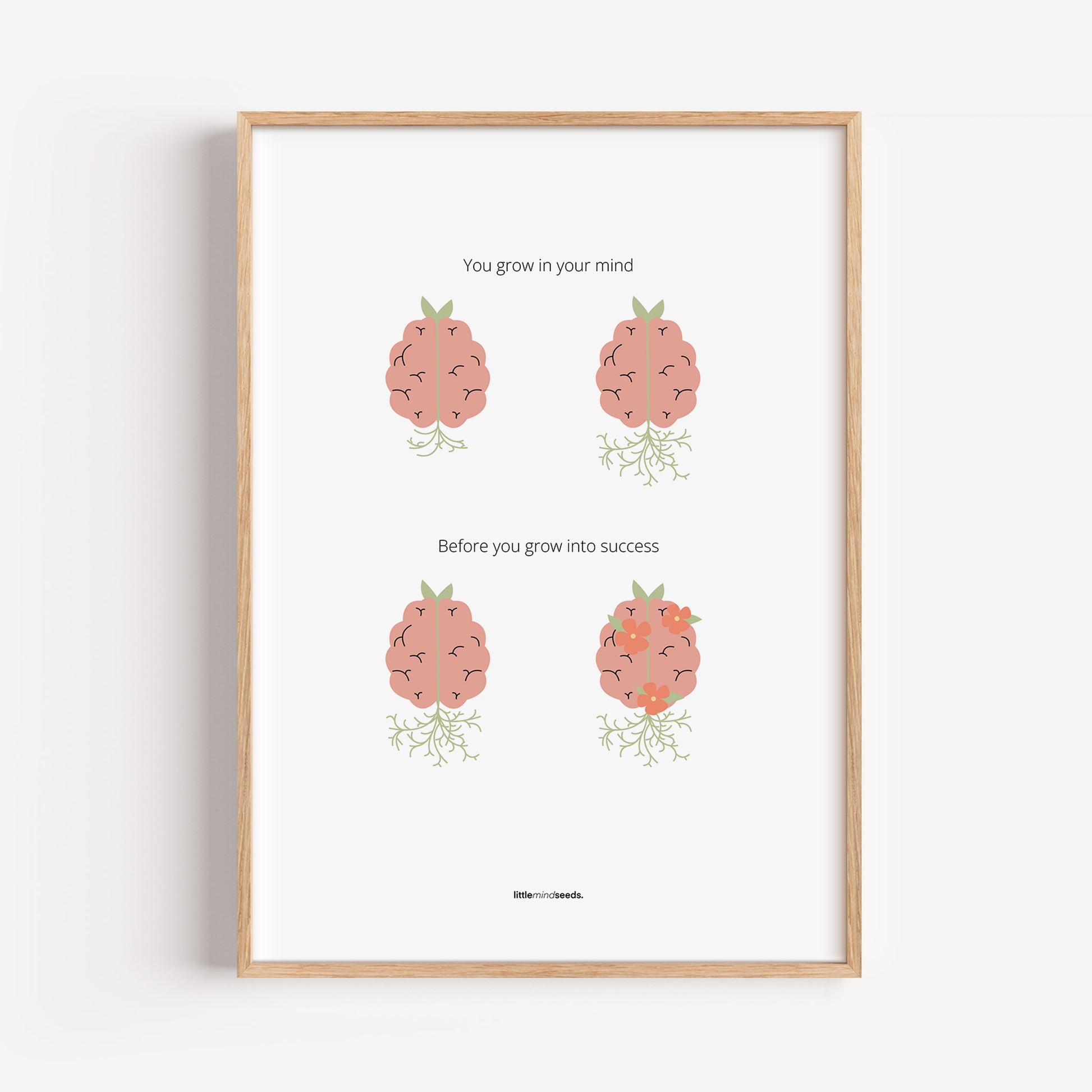 "You Grow Inside First" – Motivational Framed Poster for Children | Growth Mindset Wall Art Framed Poster – white