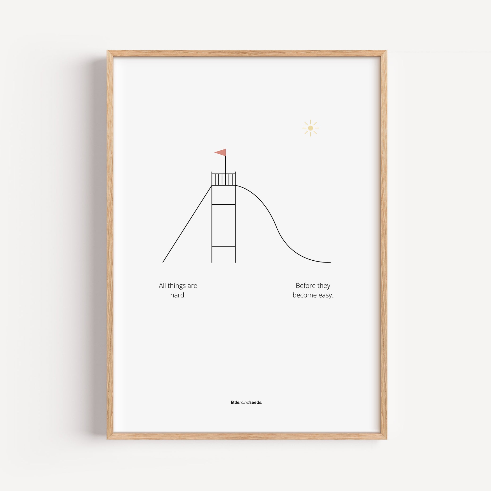 "All Things Are Hard Before They Become Easy" – Resilience & Confidence Wall Art to Build Self-Belief & Grit | Motivational Matte Frame | Minimalist Wall Art – White