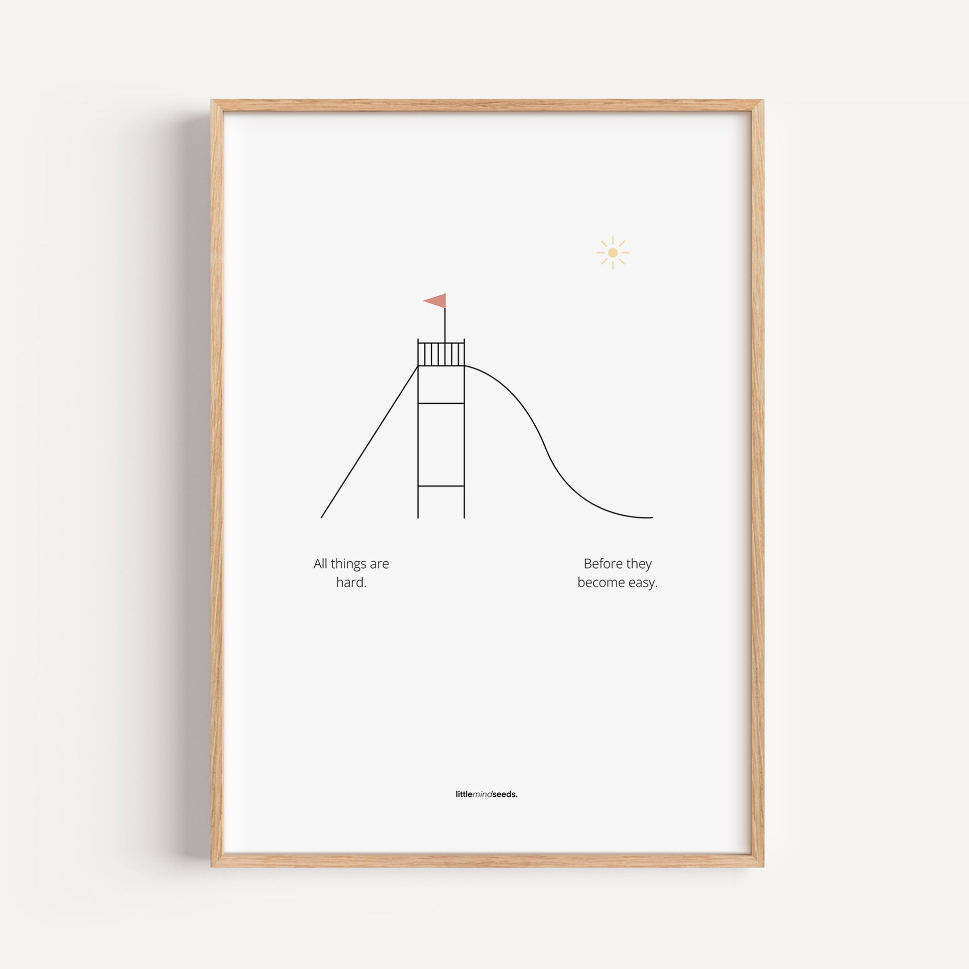"All Things Are Hard Before They Become Easy" – Resilience & Confidence Wall Art to Build Self-Belief & Grit | Motivational Matte Frame | Minimalist Wall Art – White