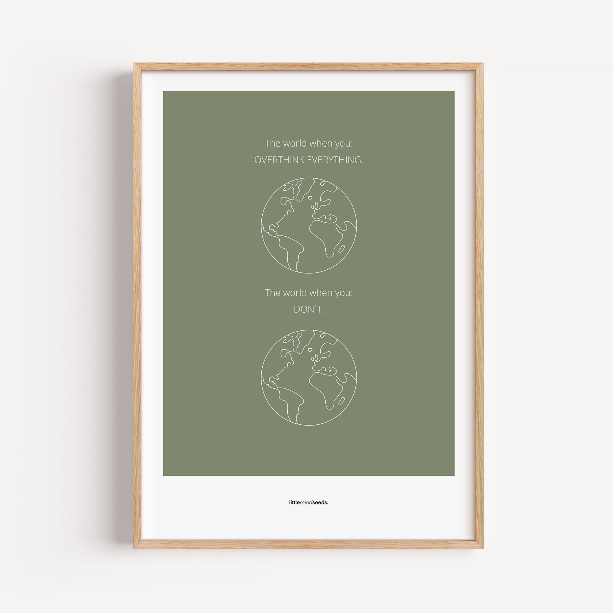 "The World" – Happiness & Well-Being Reminder Wall Art to Encourage Joy & Balance | Motivational Matte Frame | Minimalist Wall Art – Green