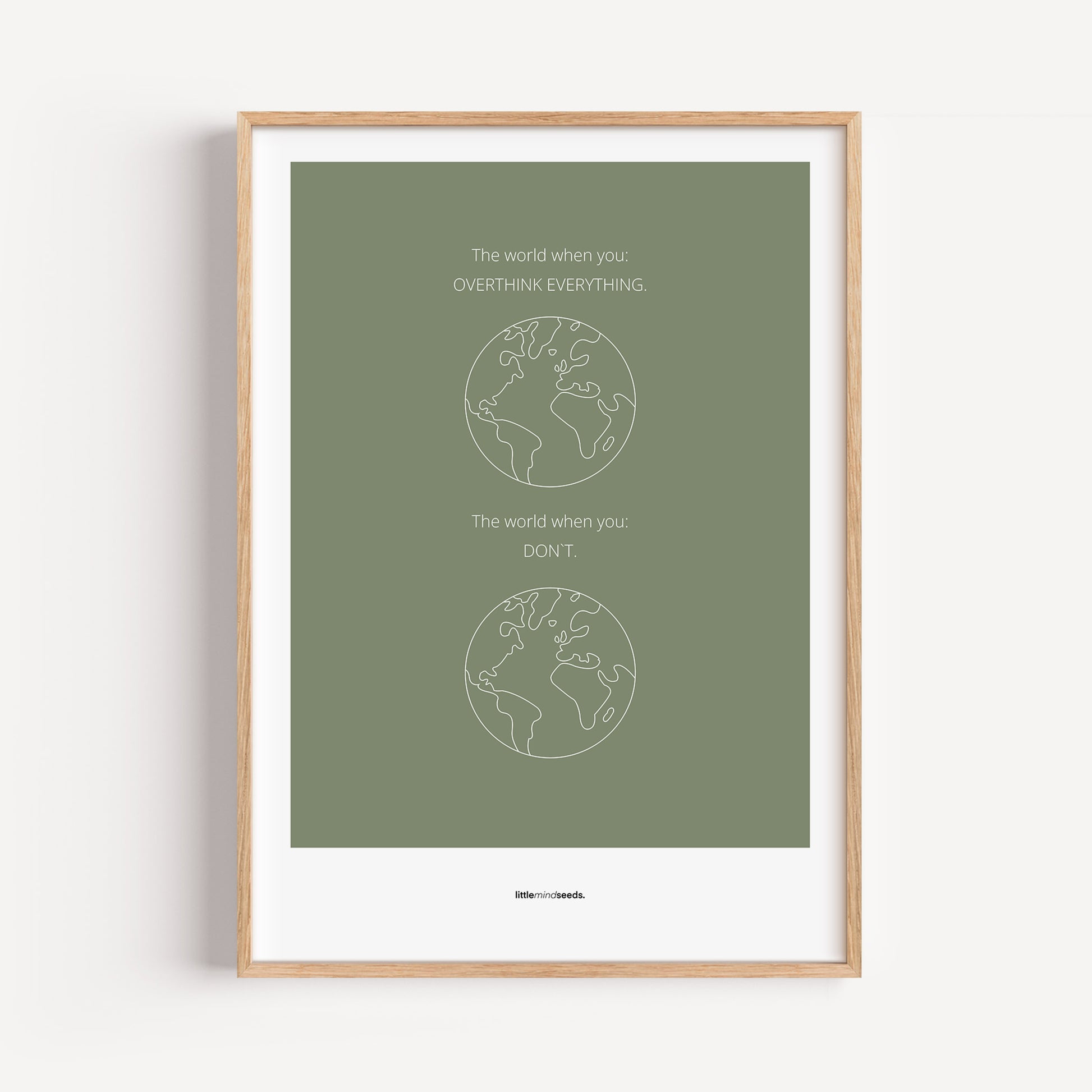 "The World" – Happiness & Well-Being Reminder Wall Art to Encourage Joy & Balance | Motivational Matte Frame | Minimalist Wall Art – Green