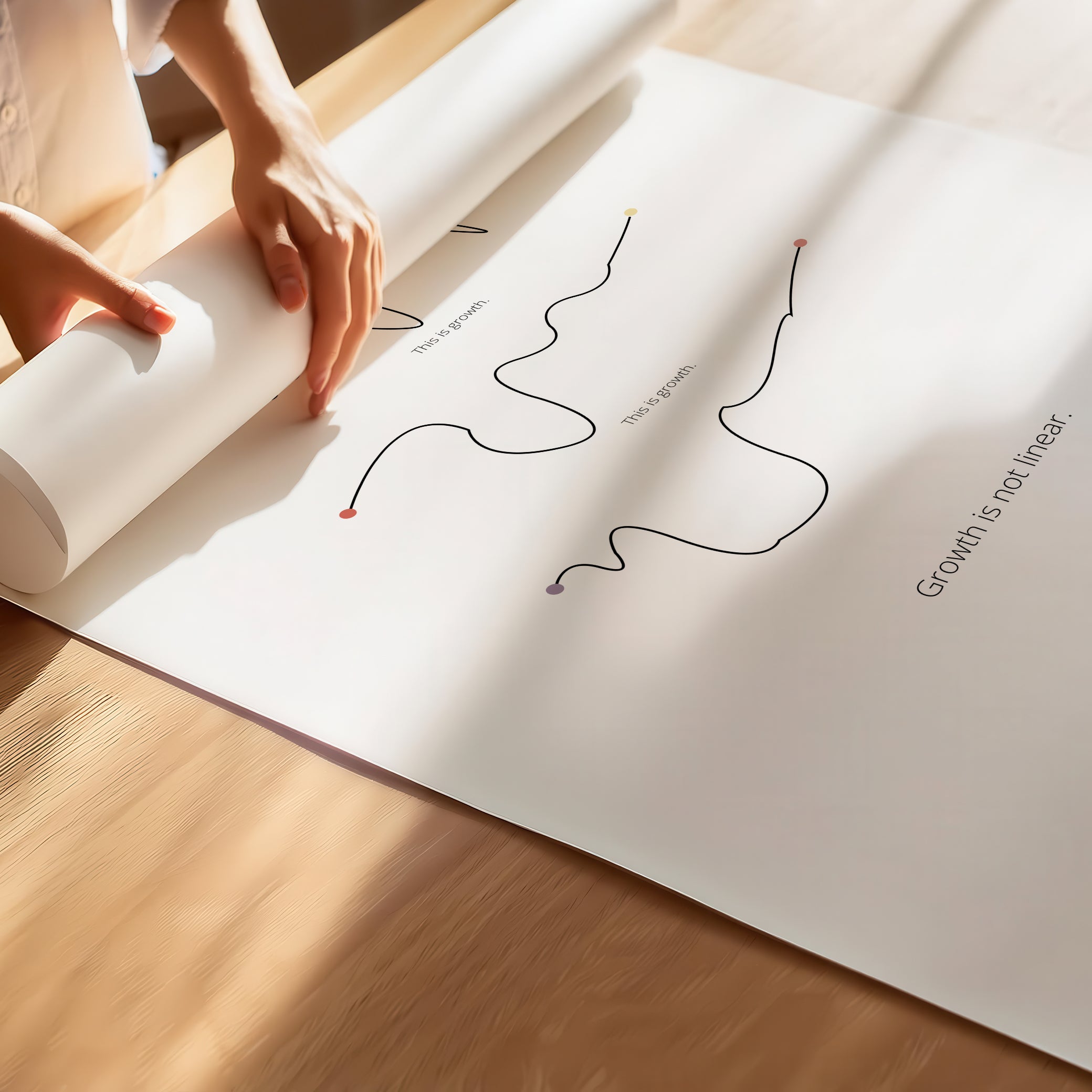 “Growth Is Not Linear”  – Growth Mindset Motivational Poster | Minimalist Quotes on the Wall, Poster – white