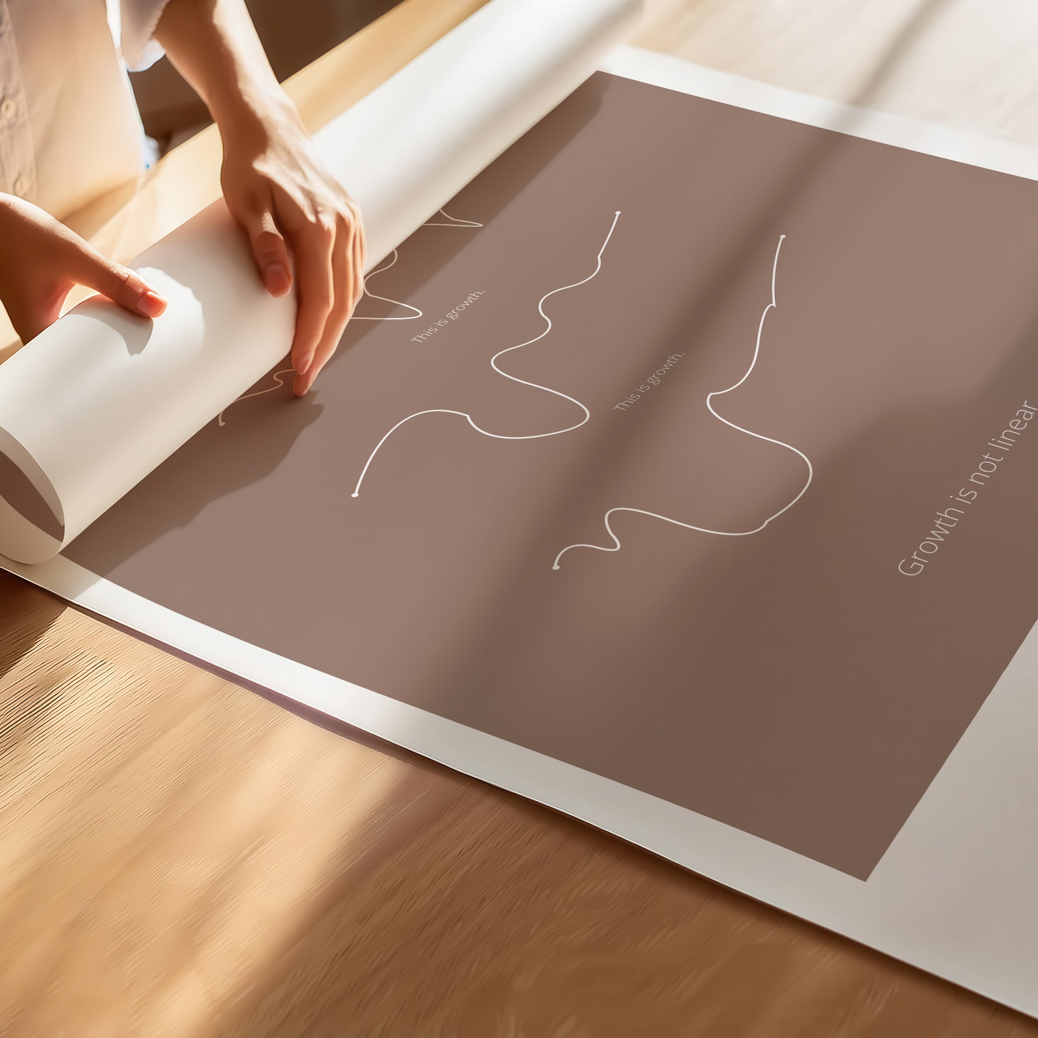 “Growth Is Not Linear”  – Growth Mindset Motivational Poster | Minimalist Quotes on the Wall, Poster – Brown