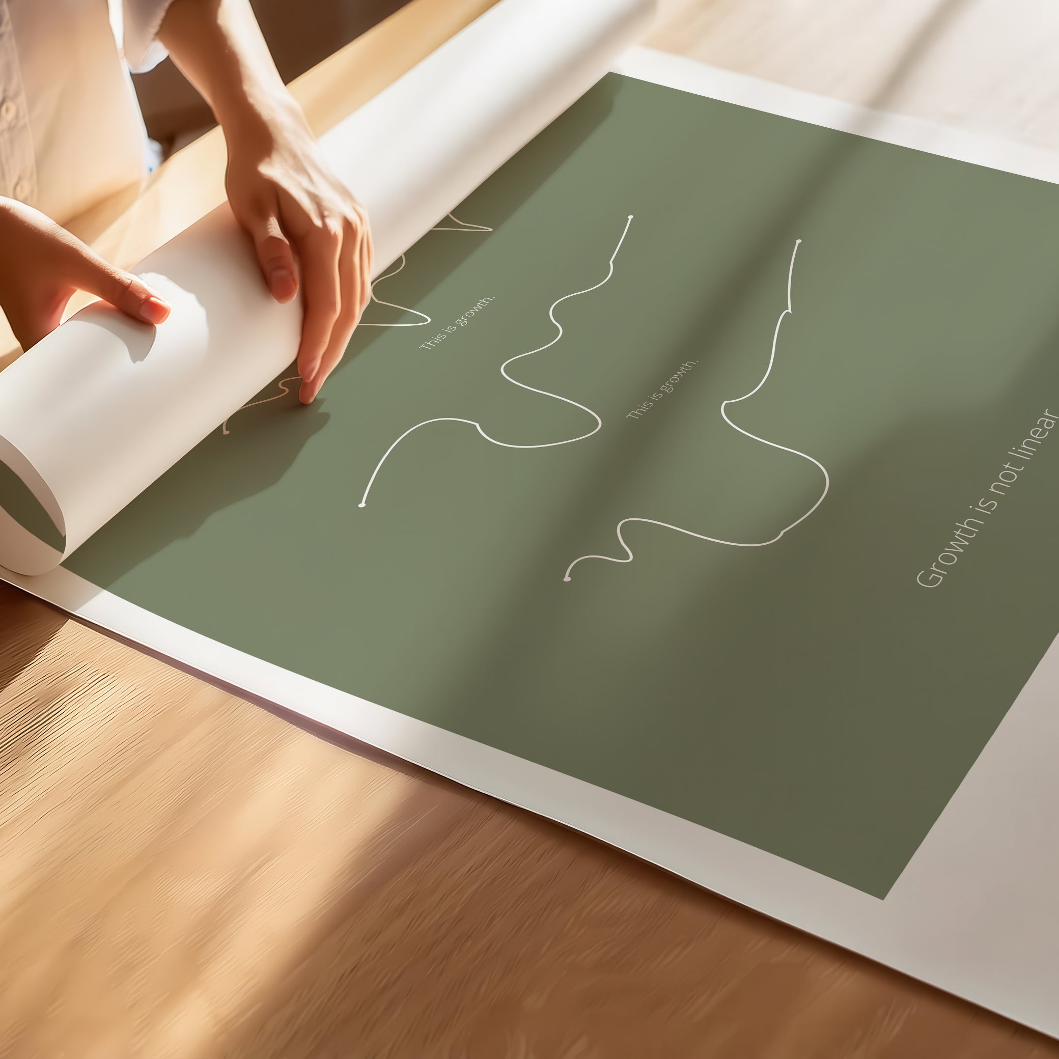 “Growth Is Not Linear”  – Growth Mindset Motivational Poster | Minimalist Quotes on the Wall, Poster – Green