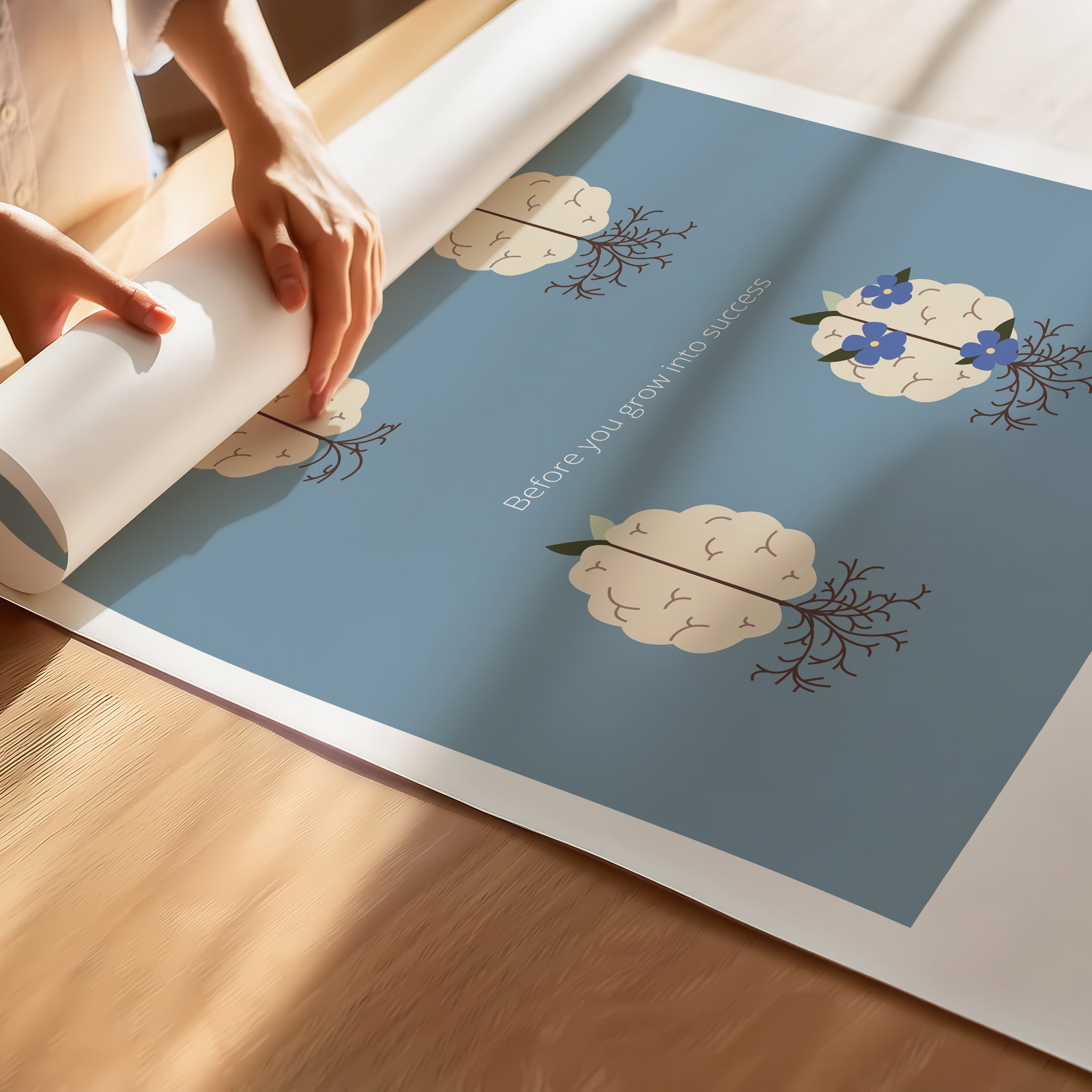 "You Grow Inside First" – Motivational Poster for Children | Growth Mindset Wall Art , Poster – Blue