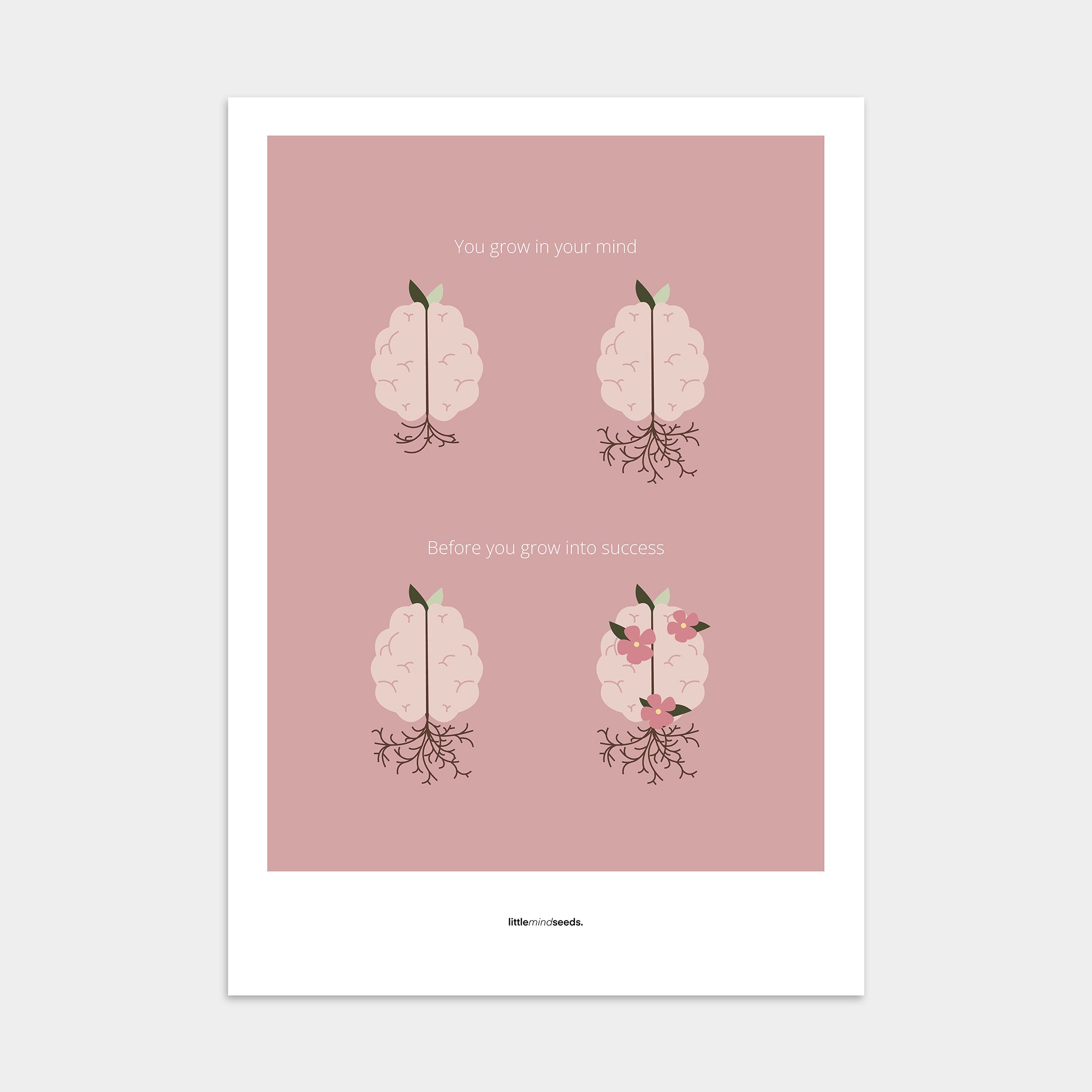 "You Grow Inside First" – Motivational Poster for Children | Growth Mindset Wall Art , Poster – Pink