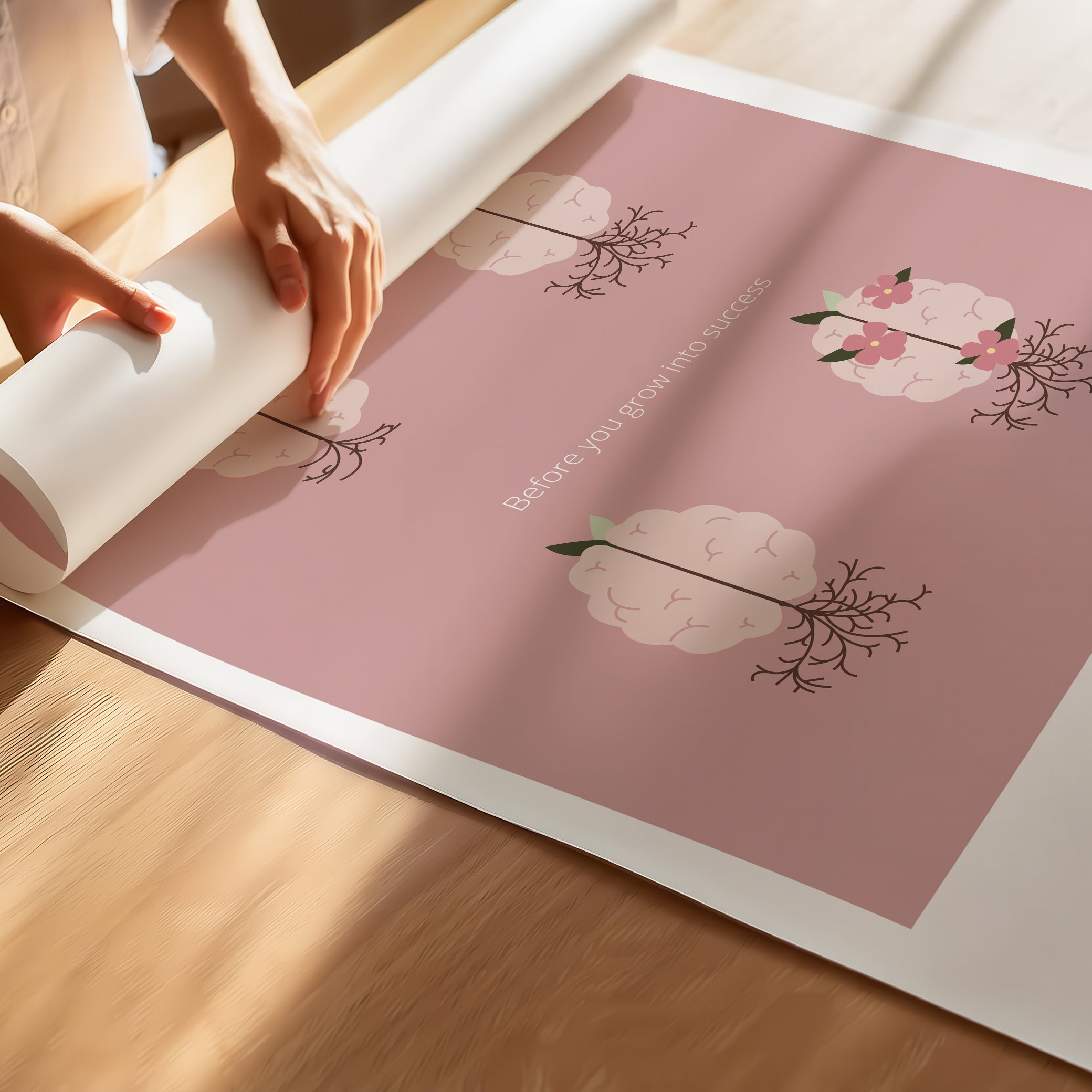 "You Grow Inside First" – Motivational Poster for Children | Growth Mindset Wall Art , Poster – Pink