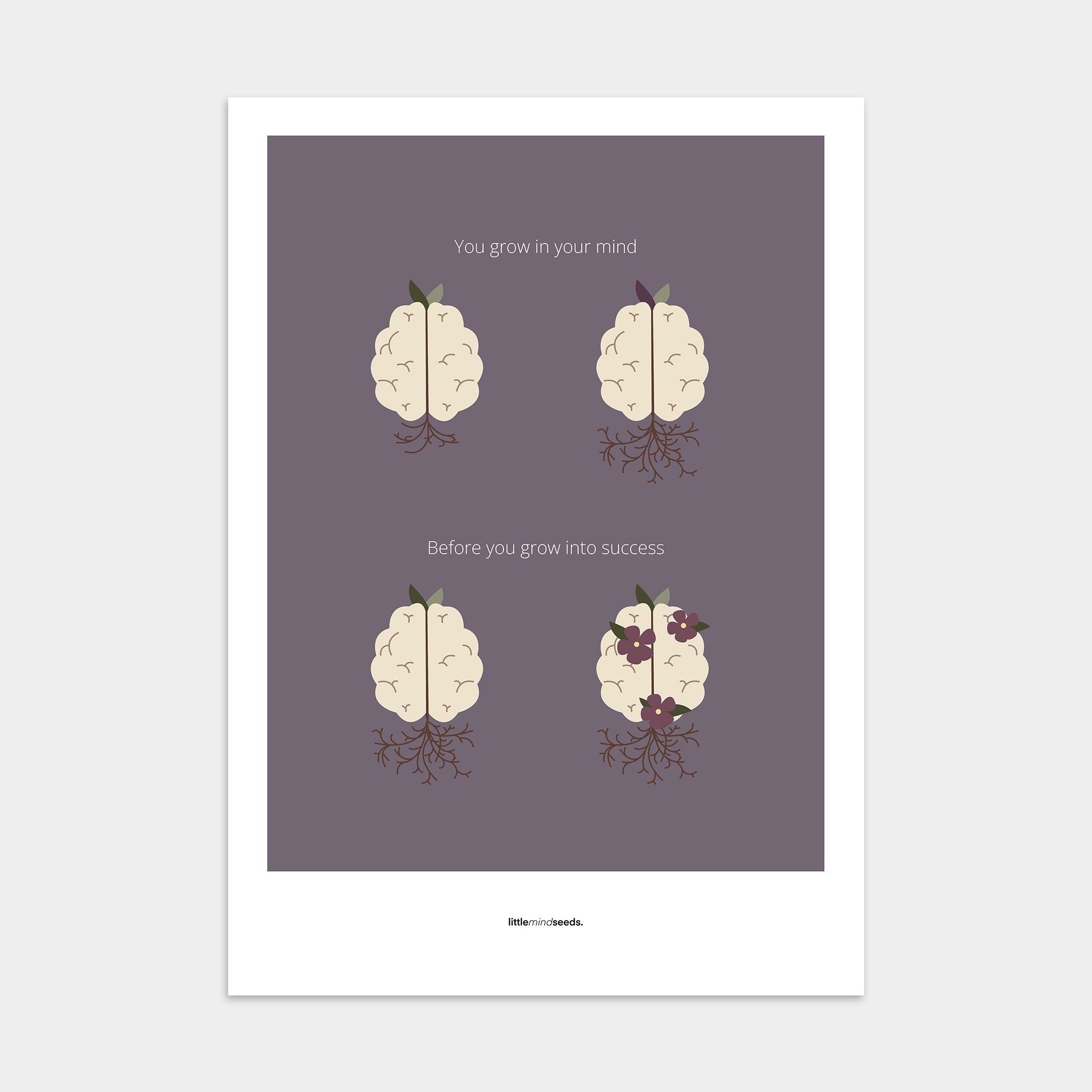 "You Grow Inside First" – Motivational Poster for Children | Growth Mindset Wall Art , Poster – Purple
