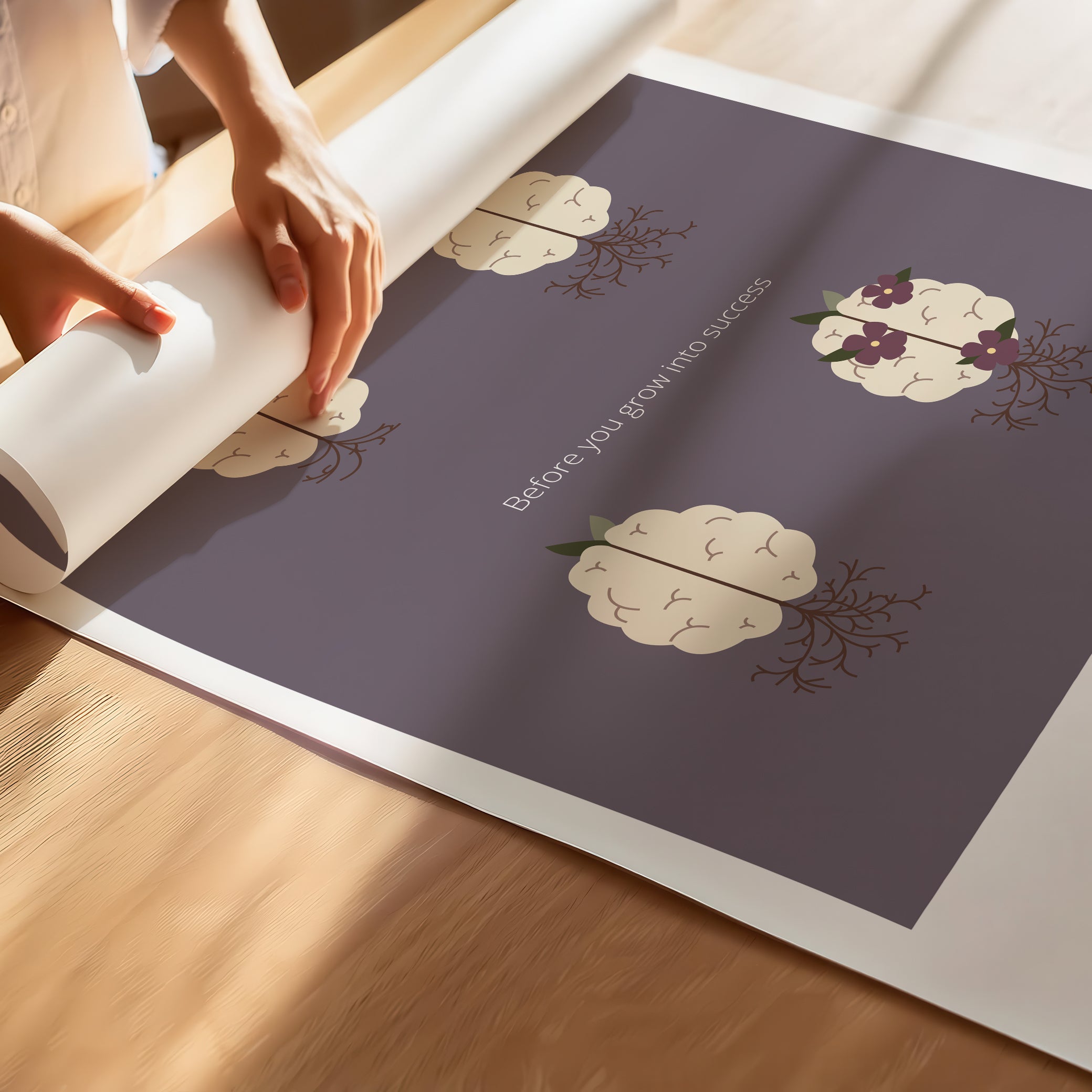 "You Grow Inside First" – Motivational Poster for Children | Growth Mindset Wall Art , Poster – Purple