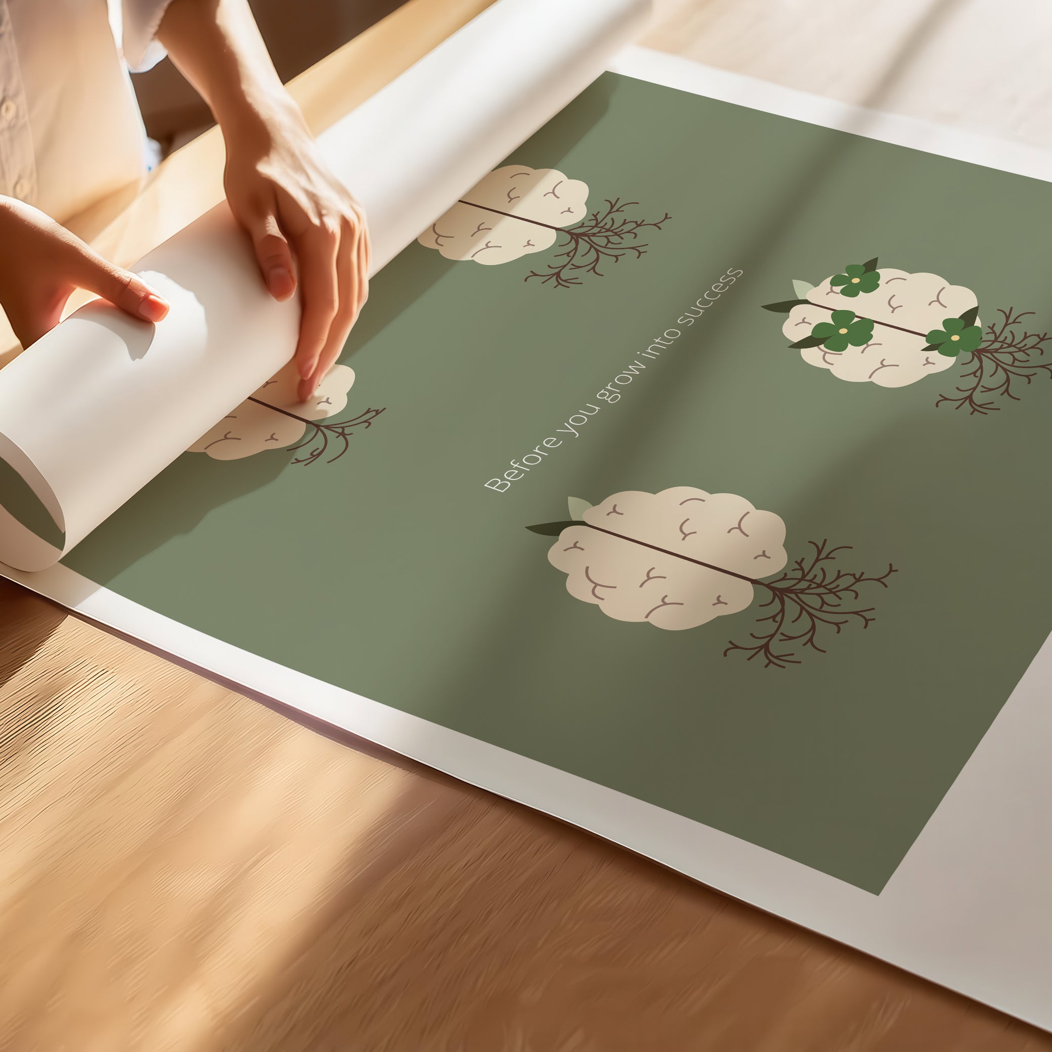 "You Grow Inside First" – Motivational Poster for Children | Growth Mindset Wall Art , Poster – Green
