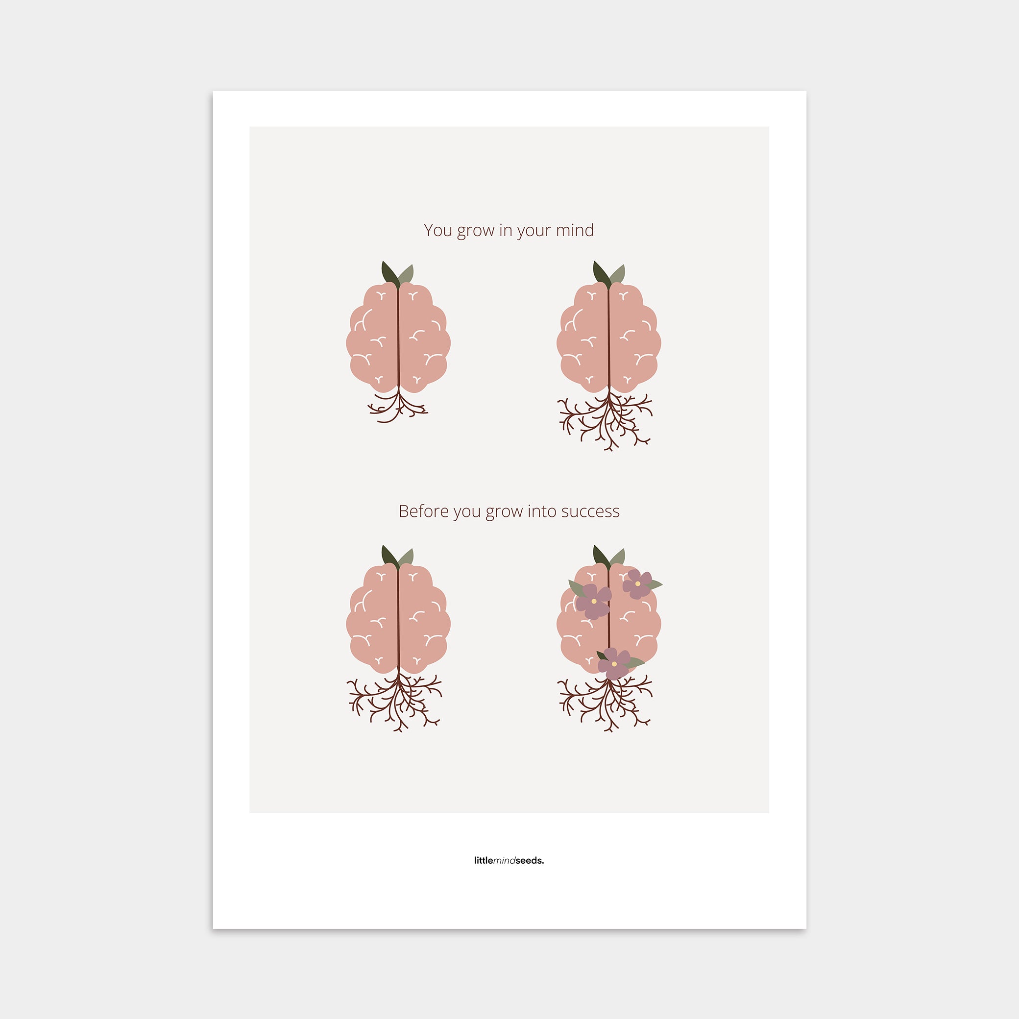 "You Grow Inside First" – Motivational Poster for Children | Growth Mindset Wall Art , Poster – Light Gray