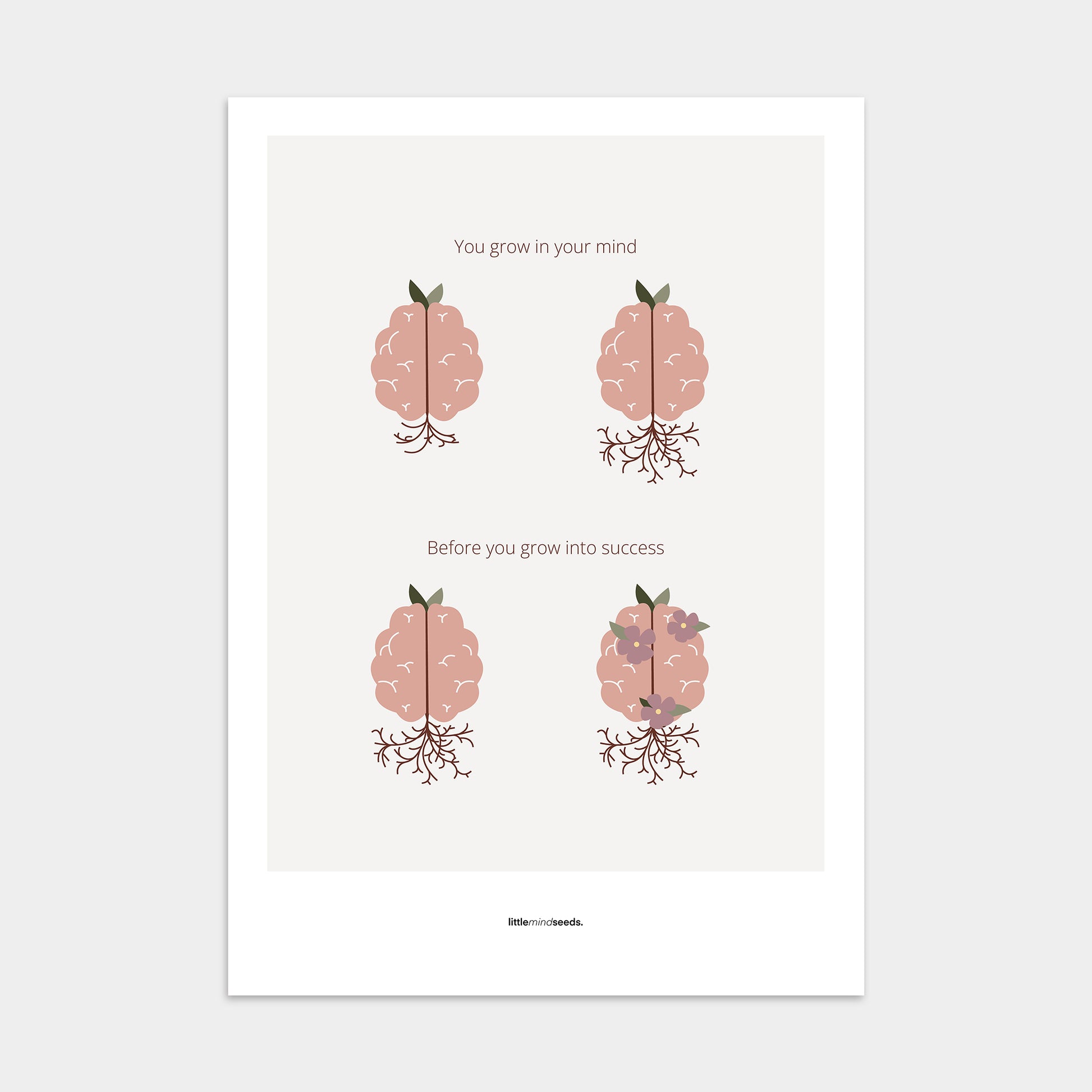 "You Grow Inside First" – Motivational Poster for Children | Growth Mindset Wall Art , Poster – Light Gray