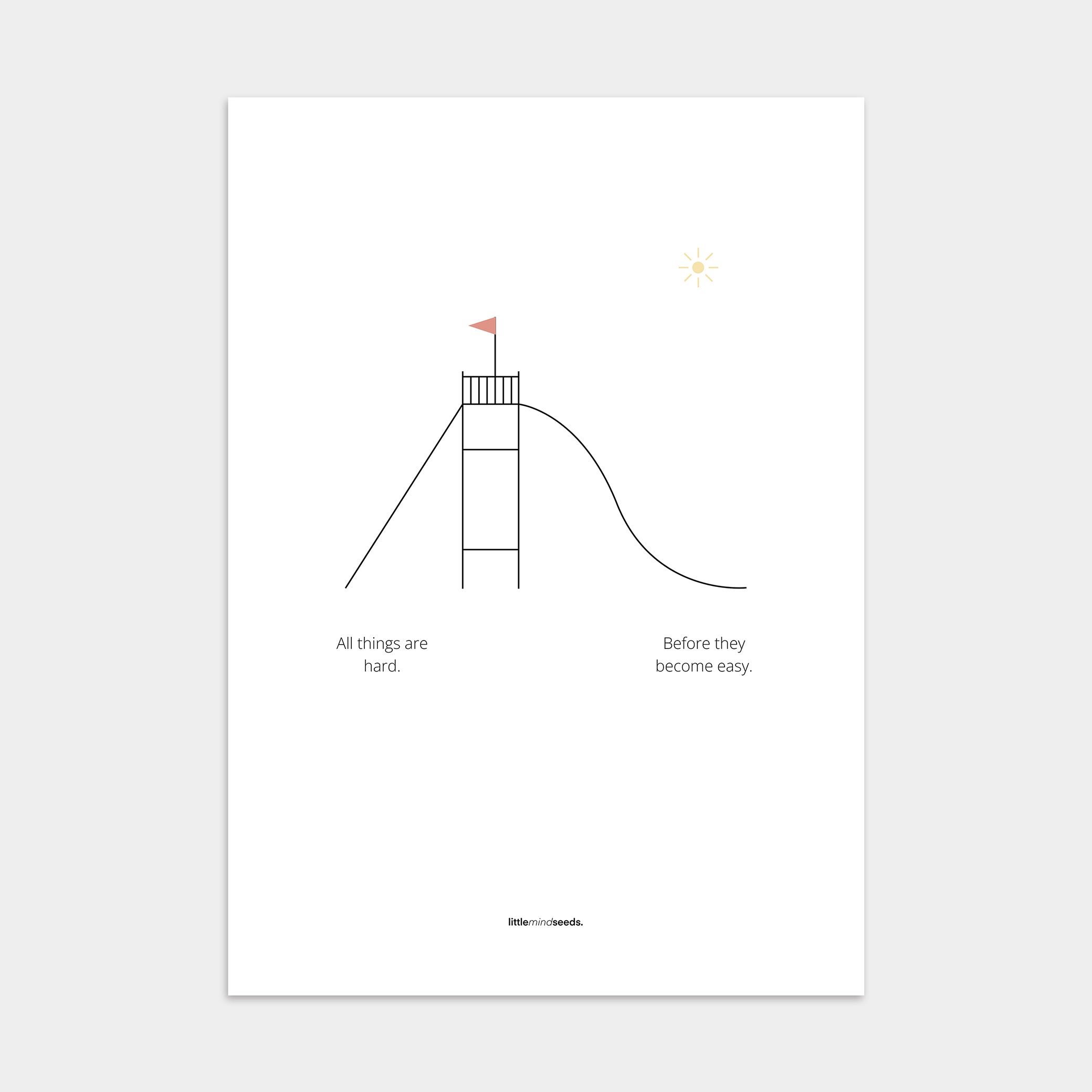 "All Things Are Hard Before They Become Easy" – Resilience & Confidence Wall Art to Build Self-Belief & Grit , Poster | Minimalist Wall Art – White