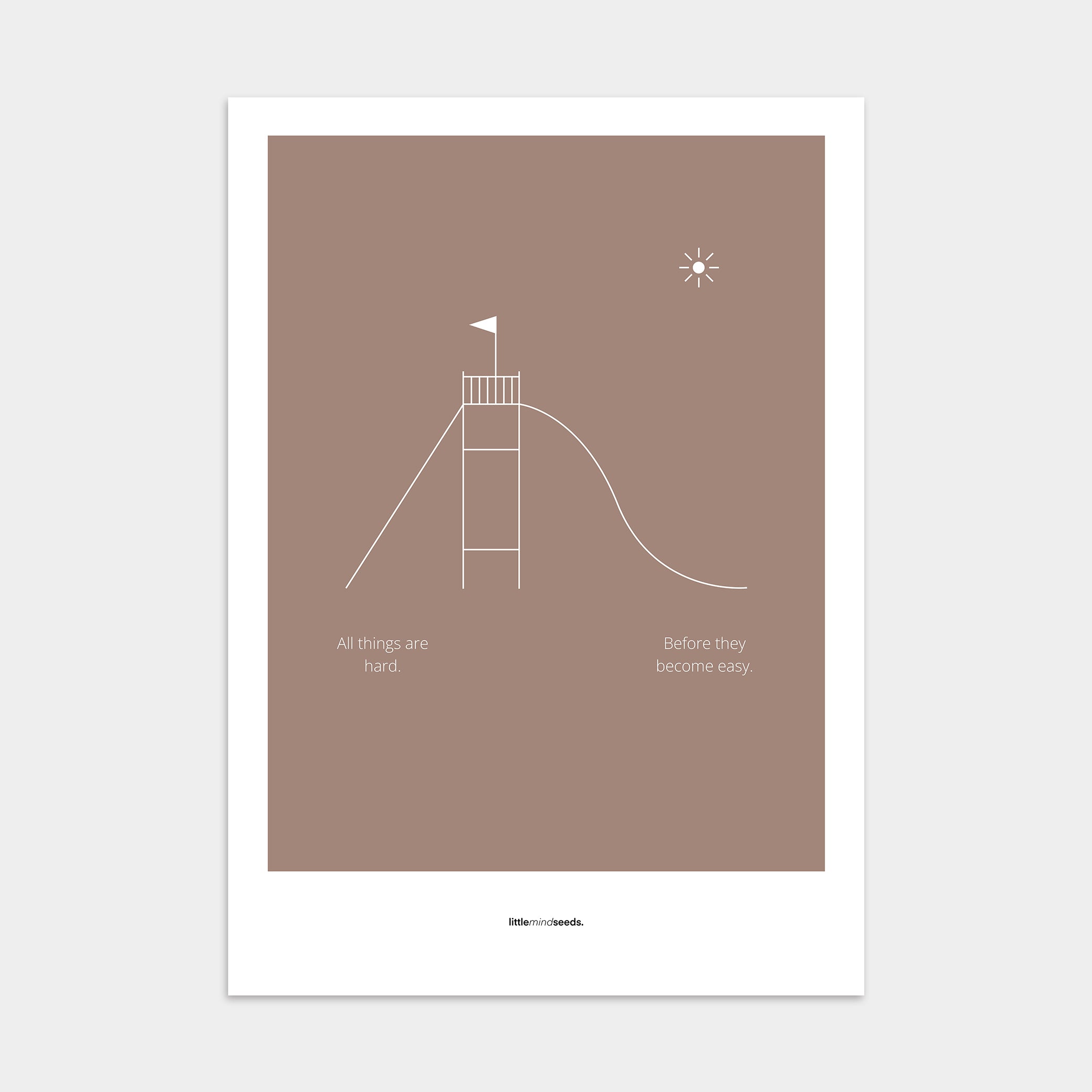 "All Things Are Hard Before They Become Easy" – Resilience & Confidence Wall Art to Build Self-Belief & Grit , Poster | Minimalist Wall Art – Brown