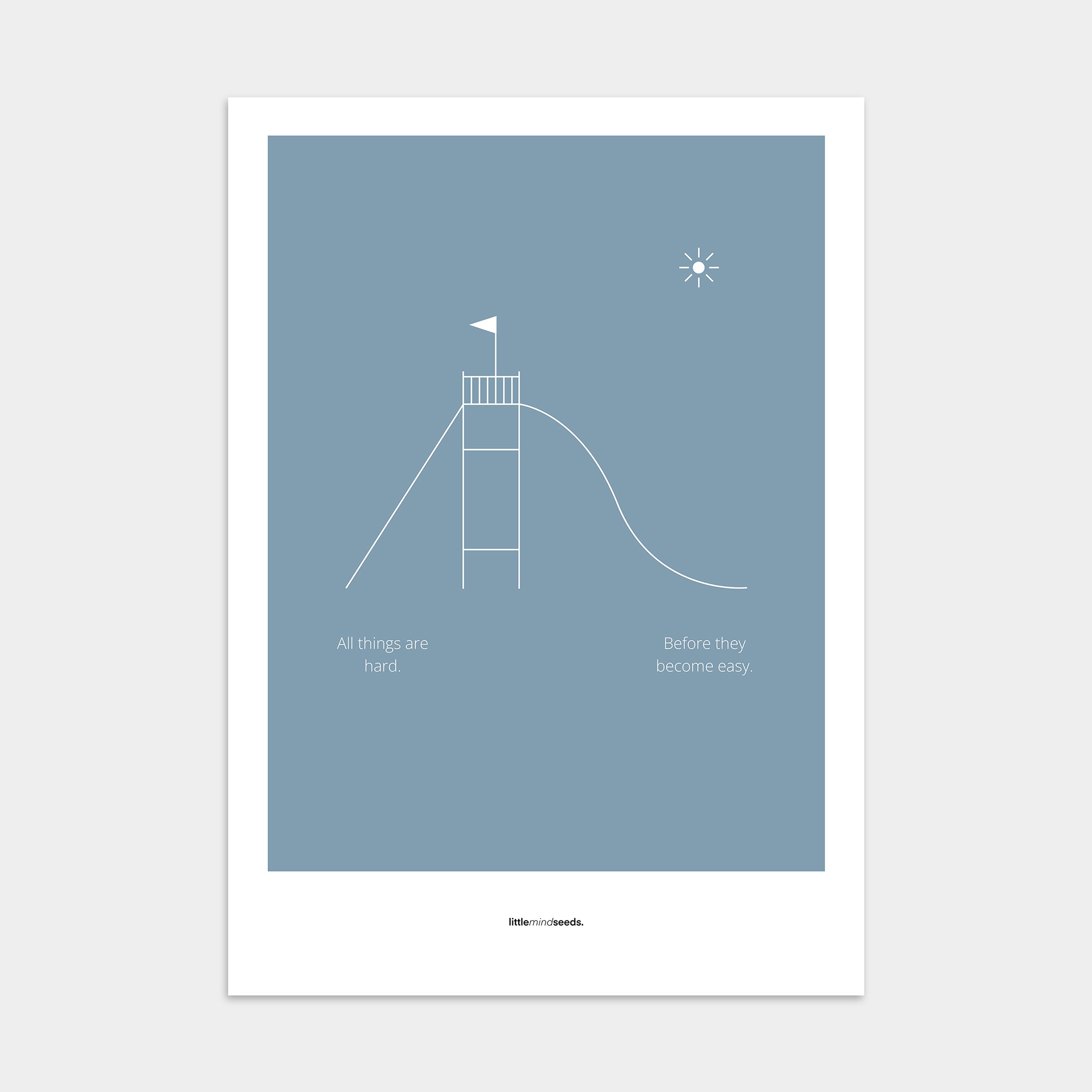 "All Things Are Hard Before They Become Easy" – Resilience & Confidence Wall Art to Build Self-Belief & Grit , Poster | Minimalist Wall Art – Blue
