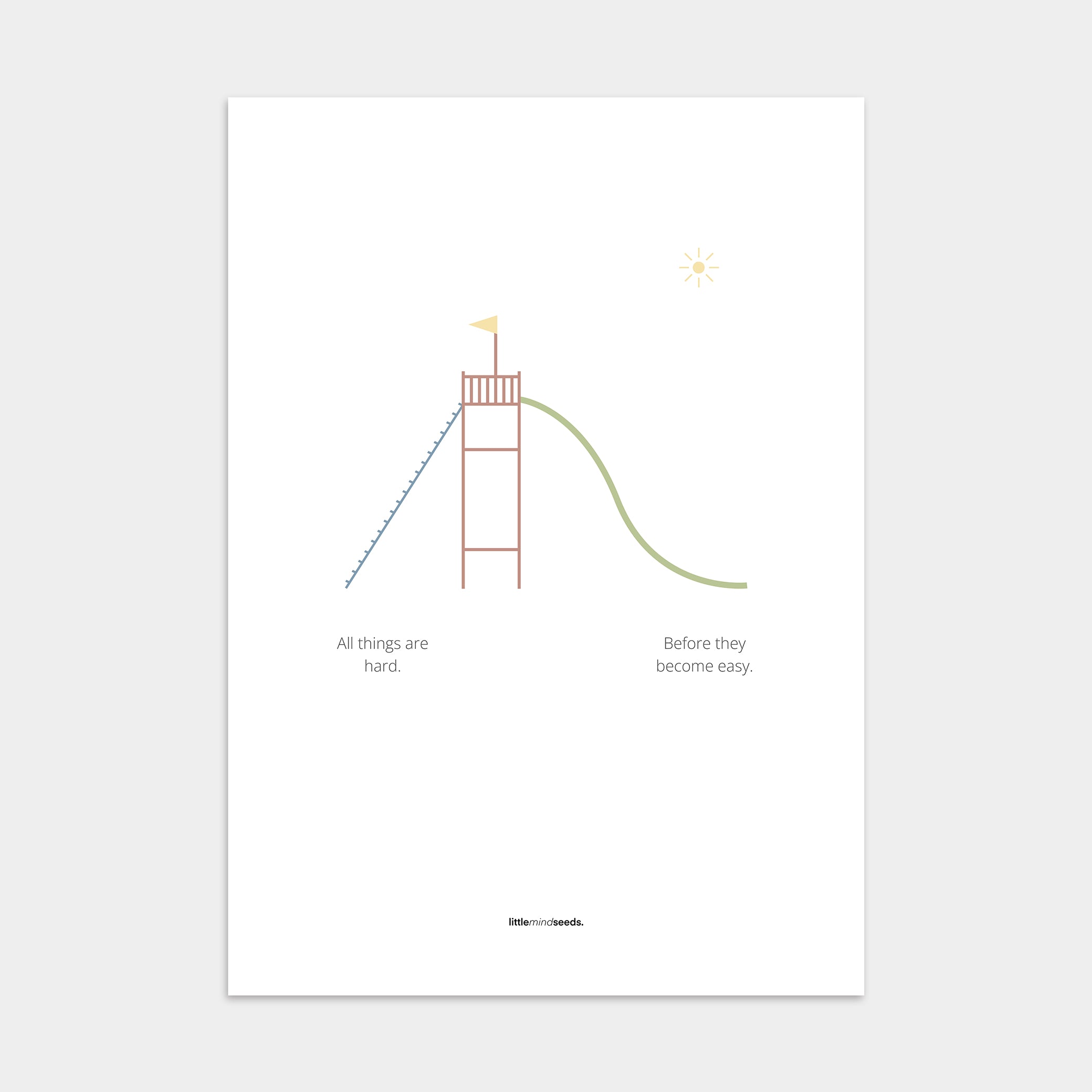"All Things Are Hard Before They Become Easy" – Resilience & Confidence Wall Art to Build Self-Belief & Grit , Poster | Minimalist Wall Art – Beige