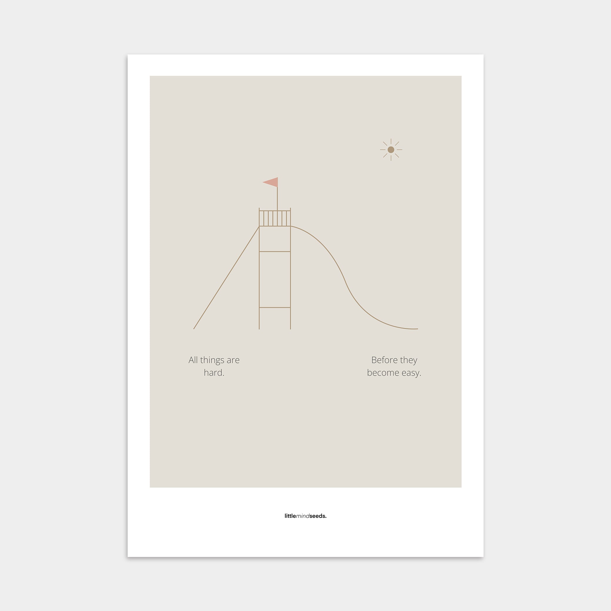 "All Things Are Hard Before They Become Easy" – Resilience & Confidence Wall Art to Build Self-Belief & Grit , Poster | Minimalist Wall Art – Dark Gray