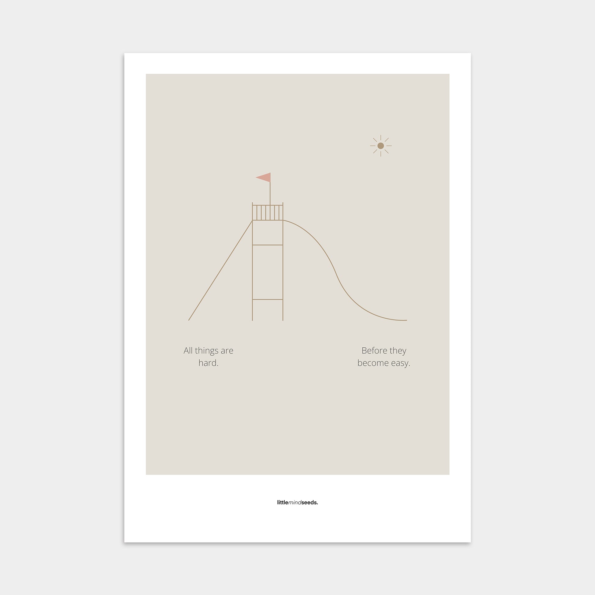 "All Things Are Hard Before They Become Easy" – Resilience & Confidence Wall Art to Build Self-Belief & Grit , Poster | Minimalist Wall Art – Dark Gray