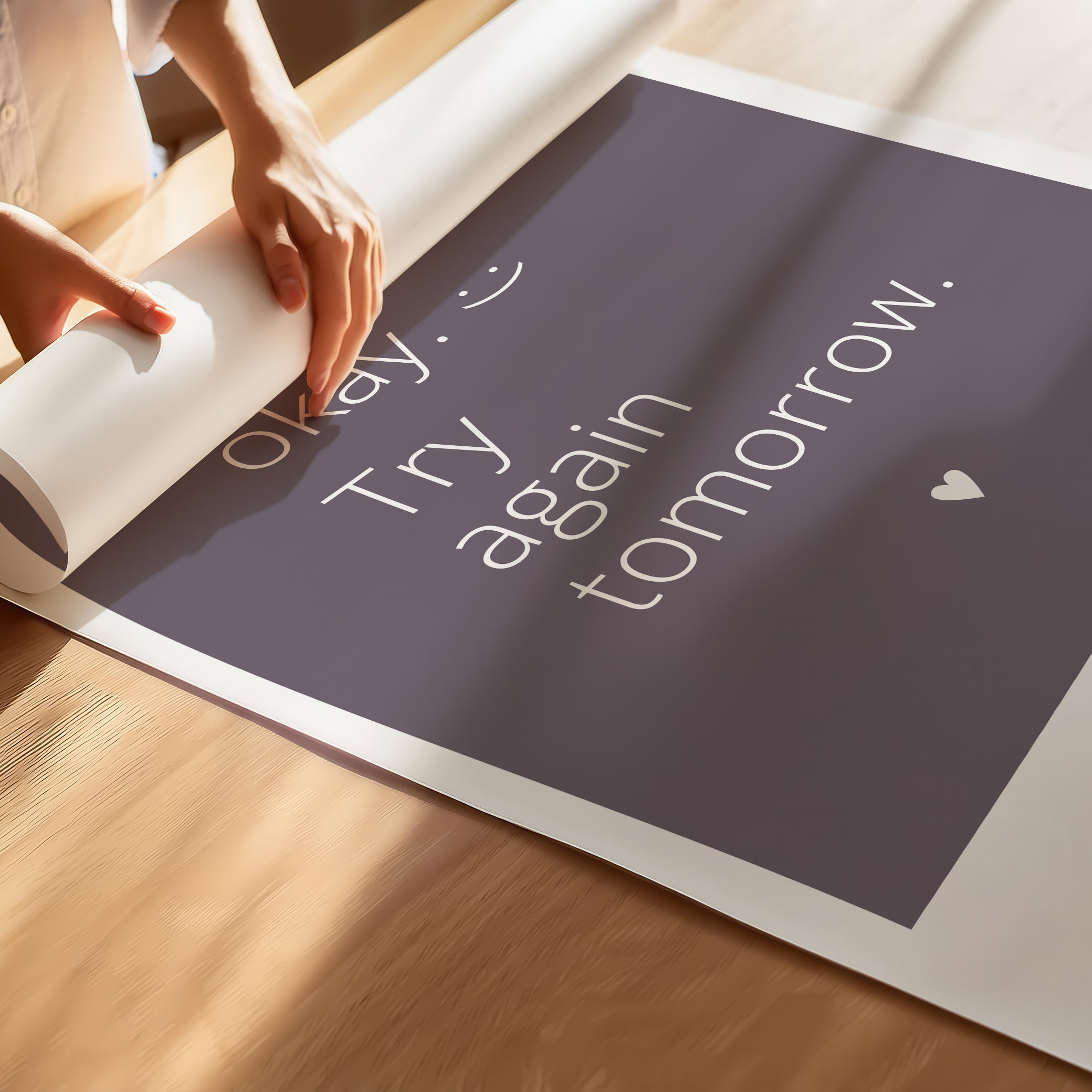 "It’s OK, Try Again Tomorrow" – Resilience & Confidence Wall Art to Build Self-Belief & Grit , Poster | Minimalist Wall Art – Purple