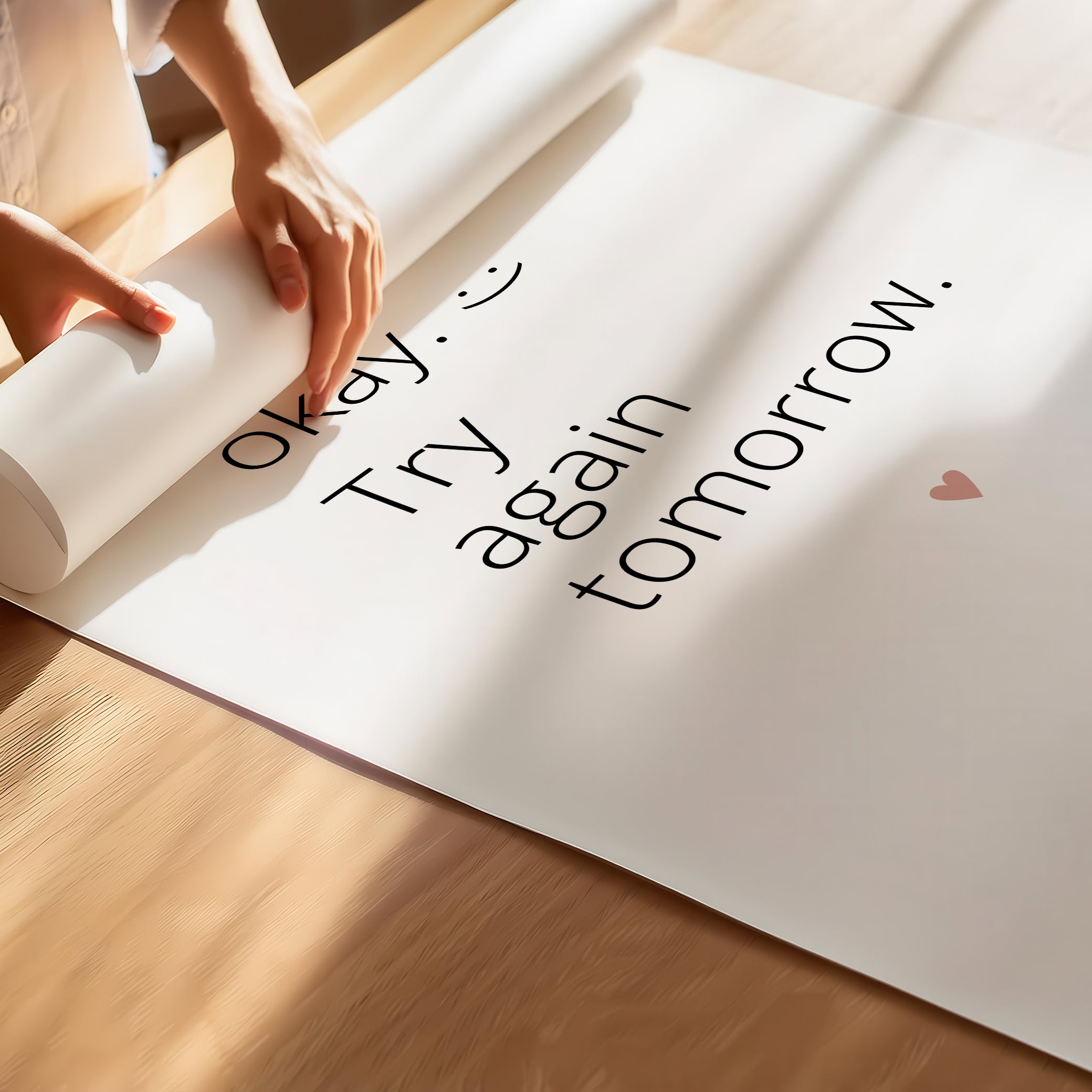 "It’s OK, Try Again Tomorrow" – Resilience & Confidence Wall Art to Build Self-Belief & Grit | Motivational Poster | Minimalist Wall Art – White