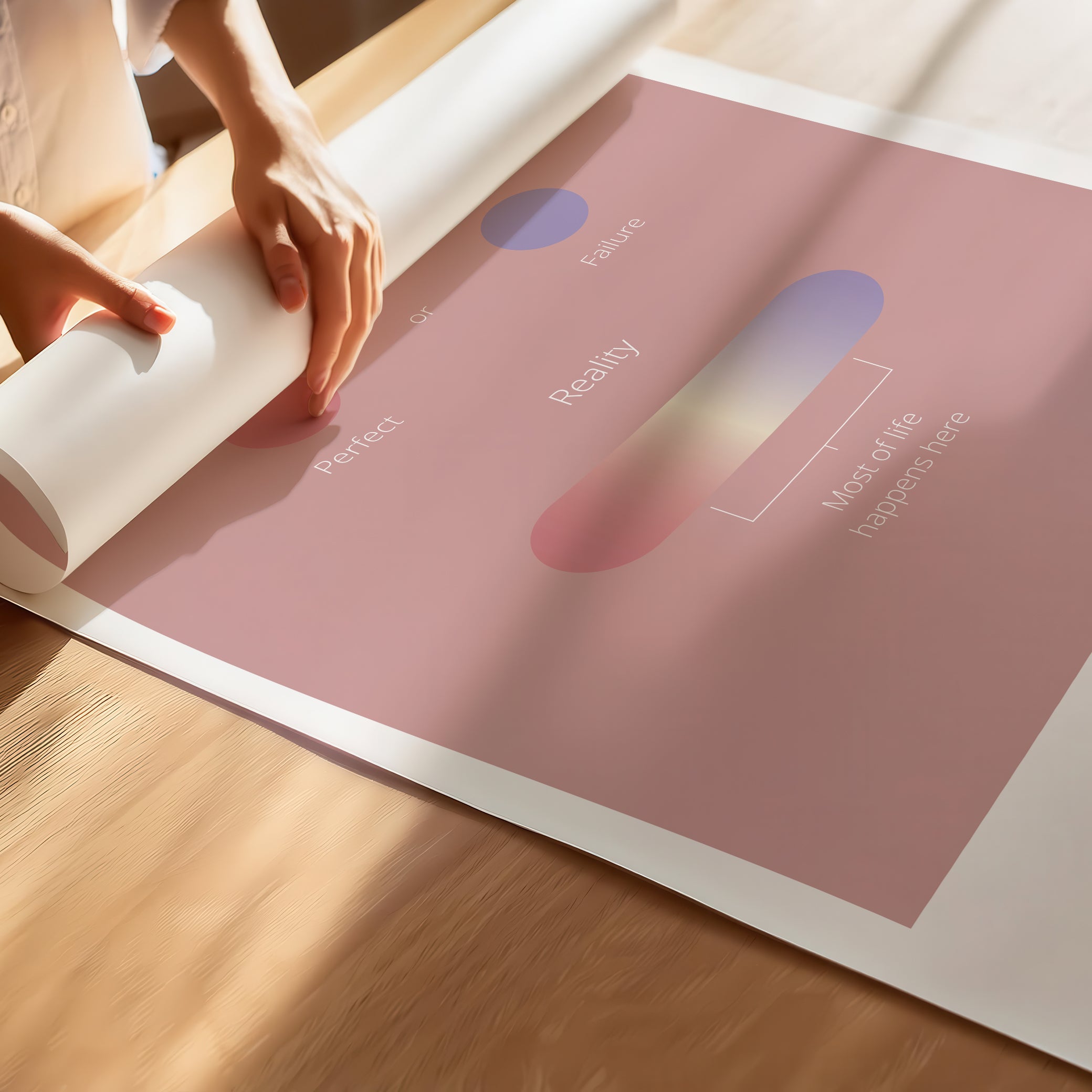 "Life Is Not Perfect Like We Imagine" – Resilience & Confidence Motivational Quality Poster | Minimalist Inspirational Wall Art – Pink