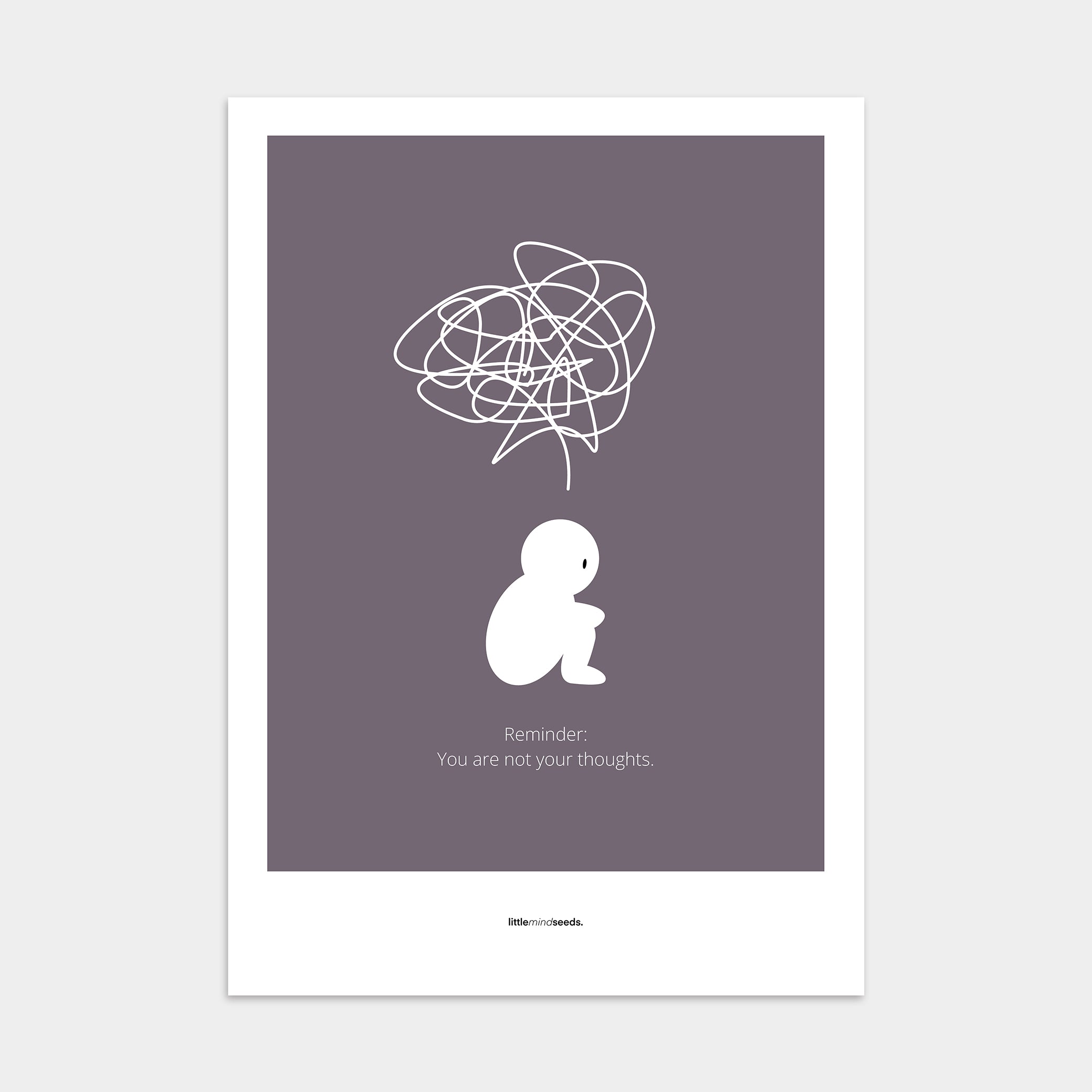 "We Are Not Our Thoughts – We Are Our Actions" – Resilience & Confidence Wall Art to Build Self-Belief & Grit | Motivational Premium Poster | Minimalist Quotes for Personal Growth – Purple