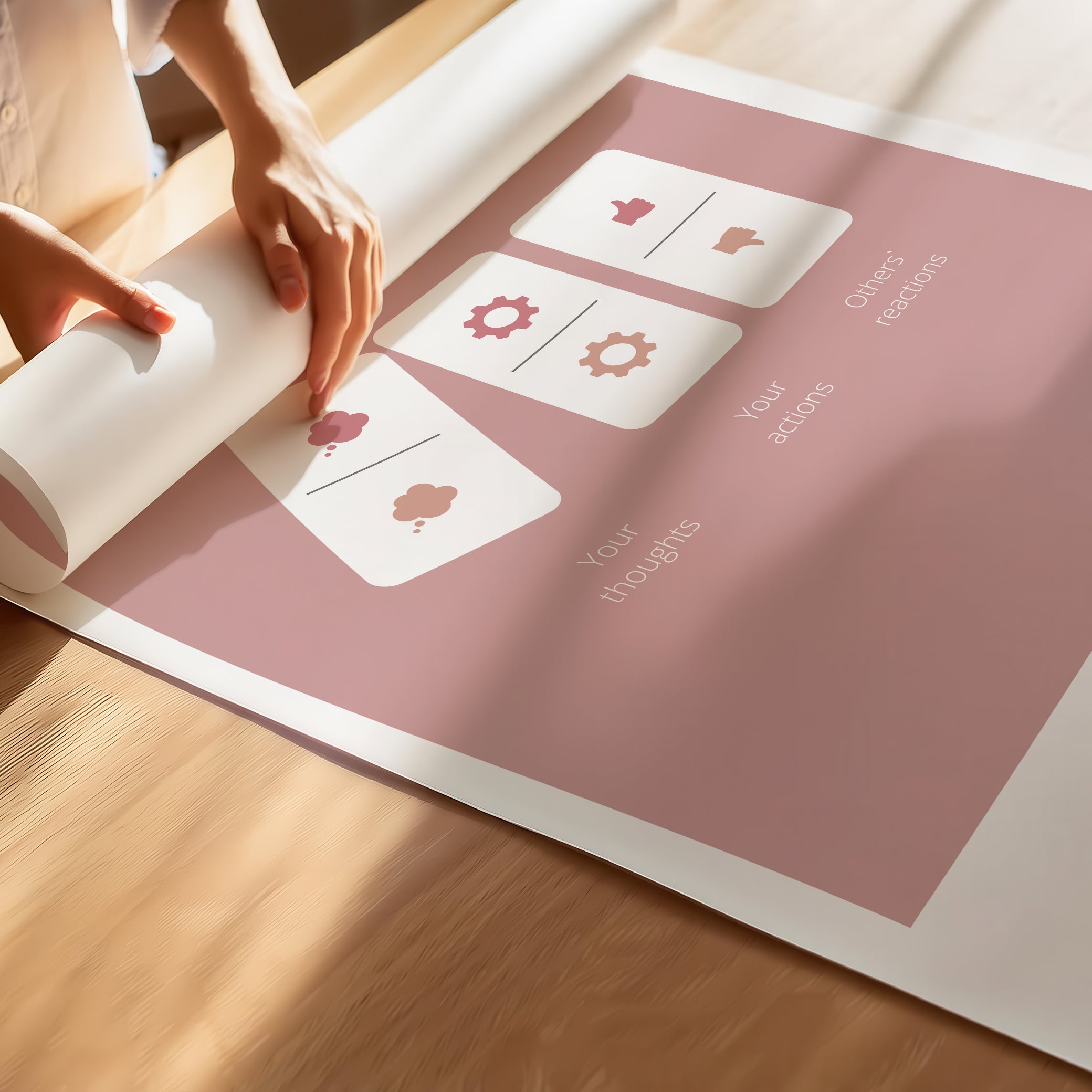 "Your Thoughts Turn Into Actions" – Resilience & Confidence Quotes for Subconscious Visual Learning | Poster – Pink