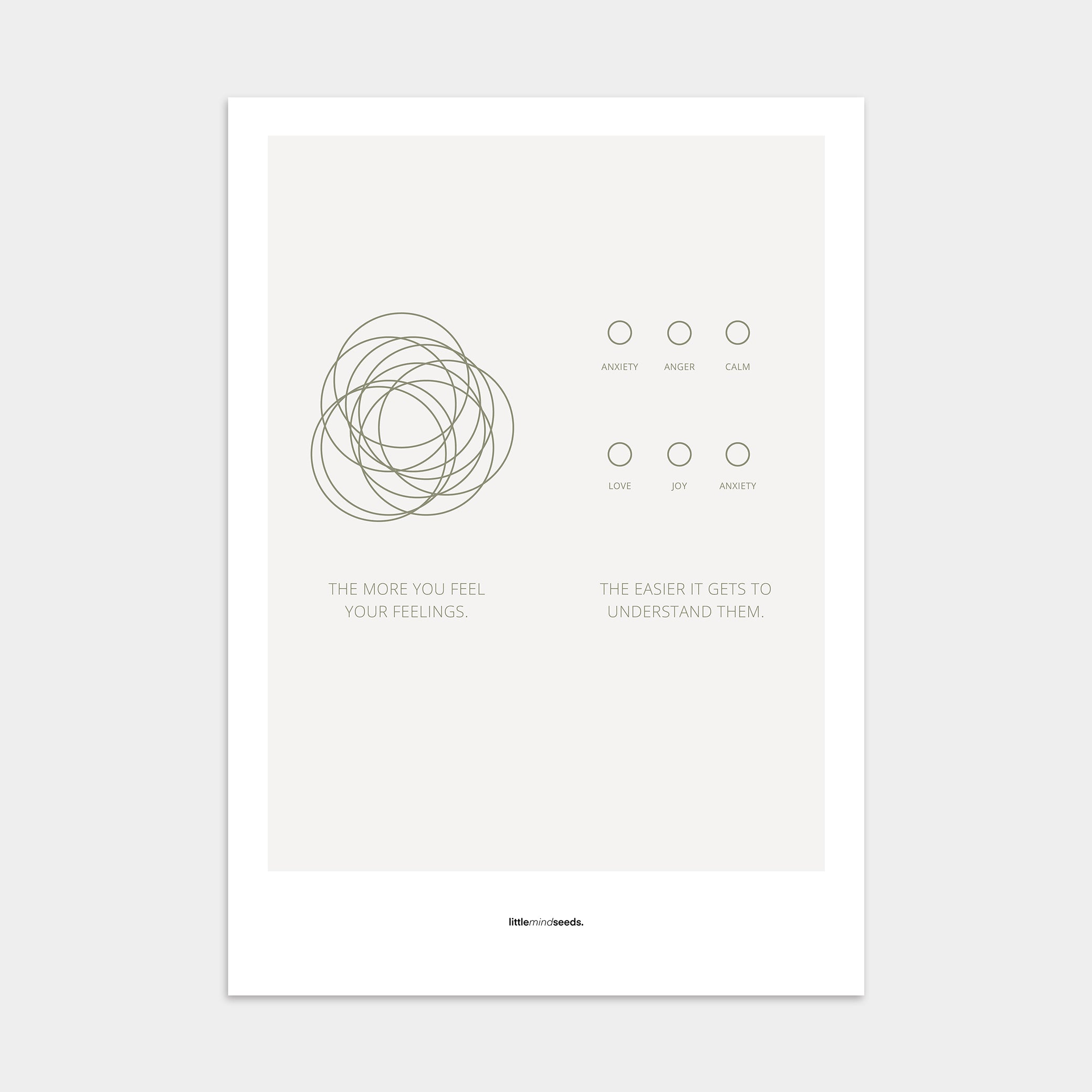 "The More You Feel, The Easier You Understand" – Emotional Intelligence & Self-Worth Wall Art for Children to Nurture Empathy & Confidence | Premium Poster– Light Gray