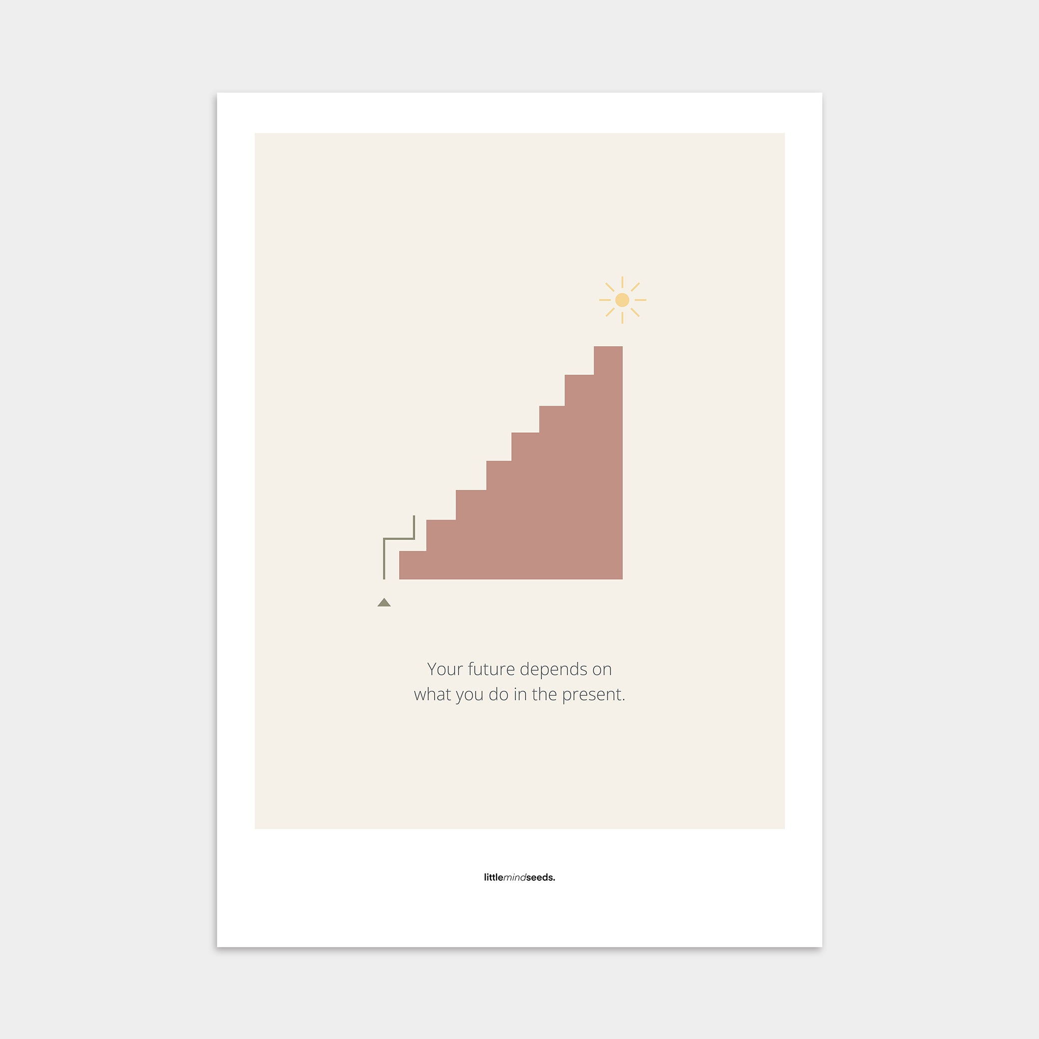 "The Future Depends On What You Do In The Present" – Discipline, Habits & Achievements Children Motivational Wall Poster to Foster Focus & Success | Unframed Poster– Beige
