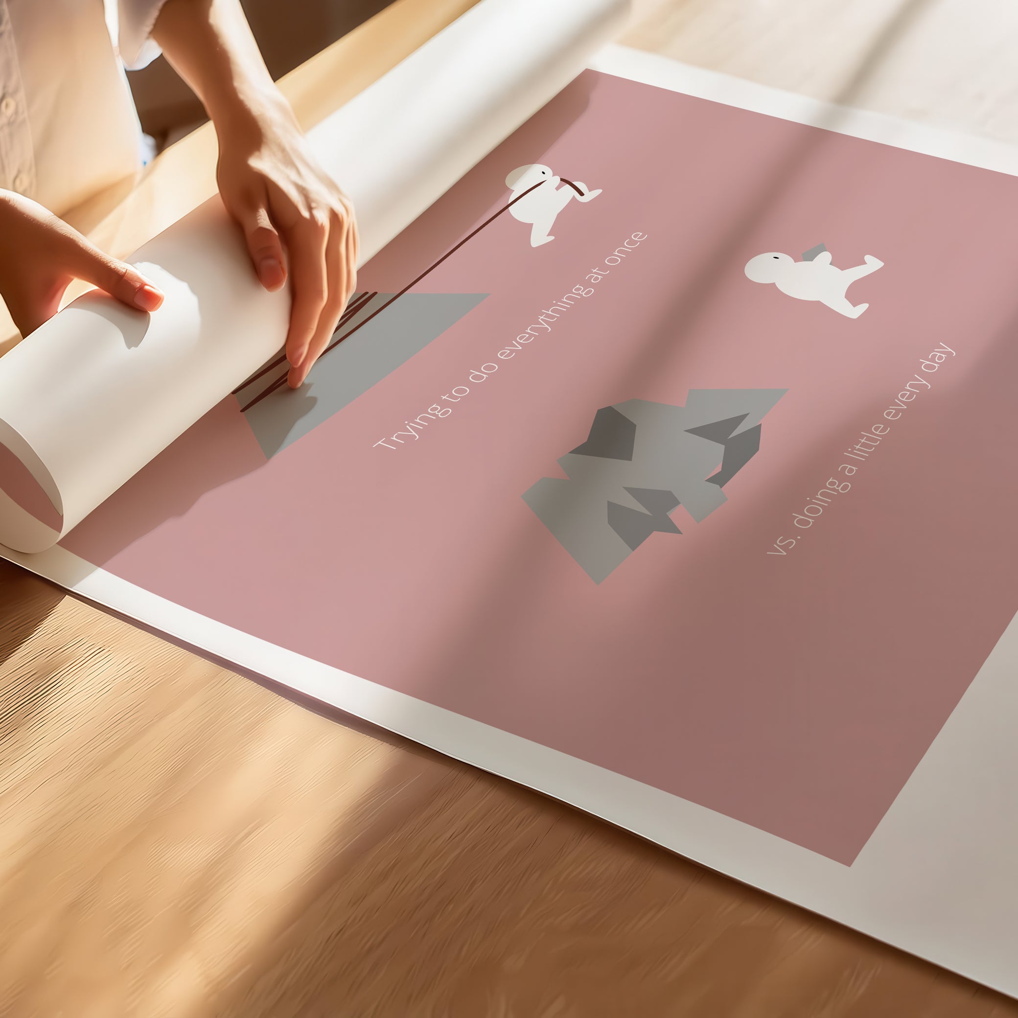 "Big Goals Need Small Consistent Effort Every Day" – Discipline, Habits & Achievements Motivational Premium Poster | Minimalist Wall Art – Pink