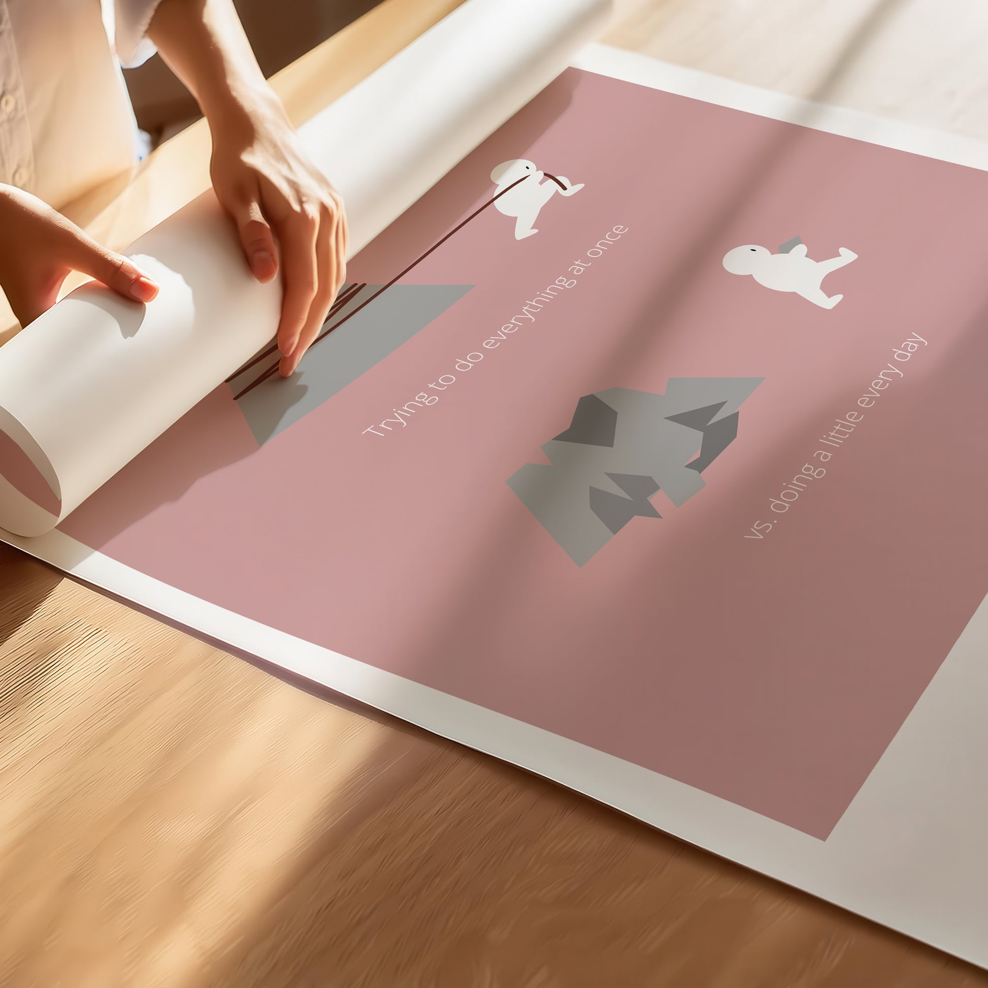 "Big Goals Need Small Consistent Effort Every Day" – Discipline, Habits & Achievements Motivational Premium Poster | Minimalist Wall Art – Pink