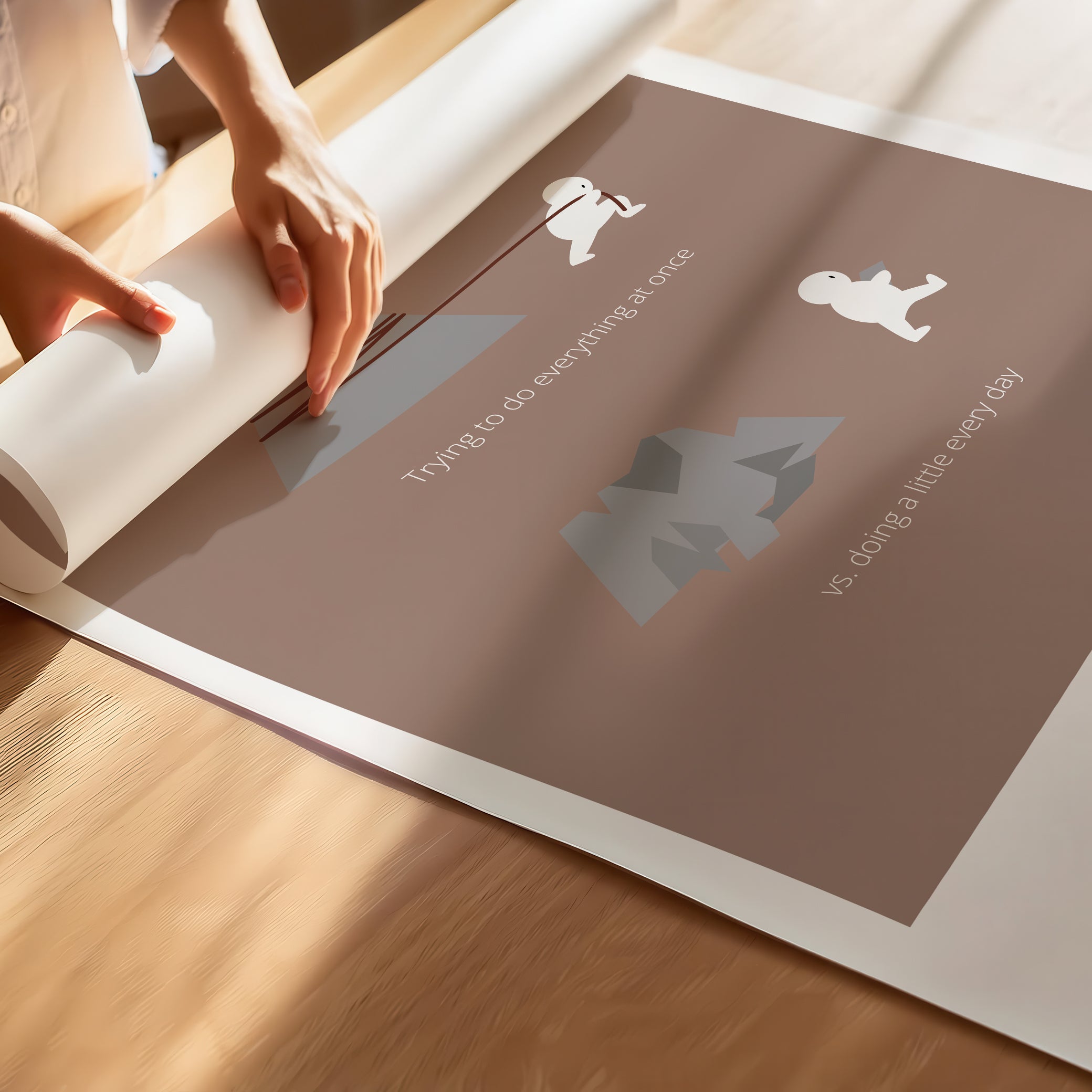 "Big Goals Need Small Consistent Effort Every Day" – Discipline, Habits & Achievements Motivational Premium Poster | Minimalist Wall Art –Brown