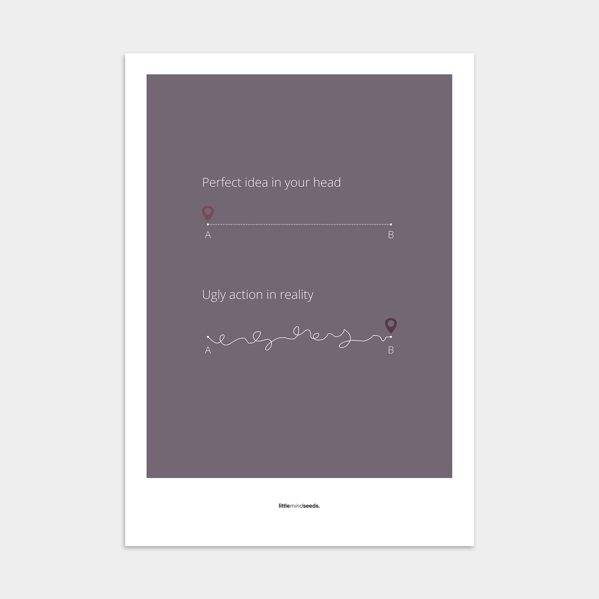 "Perfect Idea vs Ugly Action in Reality" – Critical Thinking & Problem-Solving Children Wall Art to Boost Creativity & Adaptability | Poster – Purple