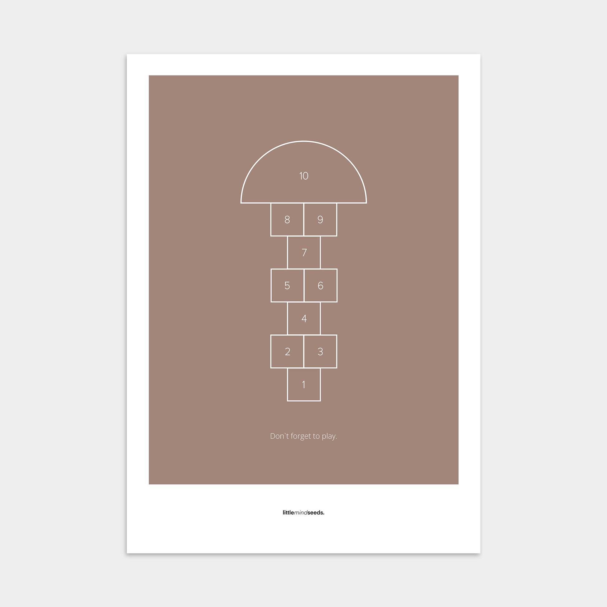 "Don’t Forget to Play" – Happiness & Well-Being Reminder Wall Art to Encourage Joy & Balance | Motivational Poster | Minimalist Wall Art – Brown